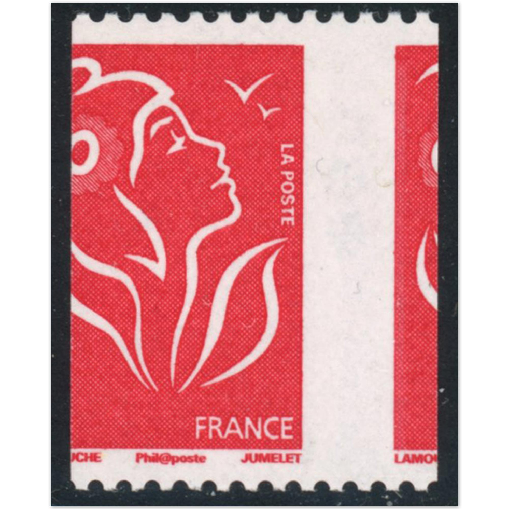 TIMBRE VARIÉTÉ MARIANNE PIQUAGE À CHEVAL N°3743A TIMBRE NEUF QUALITÉ LUXE