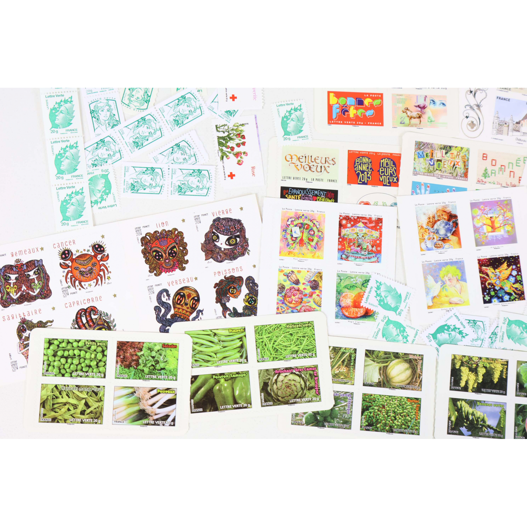 LOT 200 TIMBRES VALIDITES PERMANENTES AFFRANCHISSEMENT LETTRES VERTES 20G FRANCE
