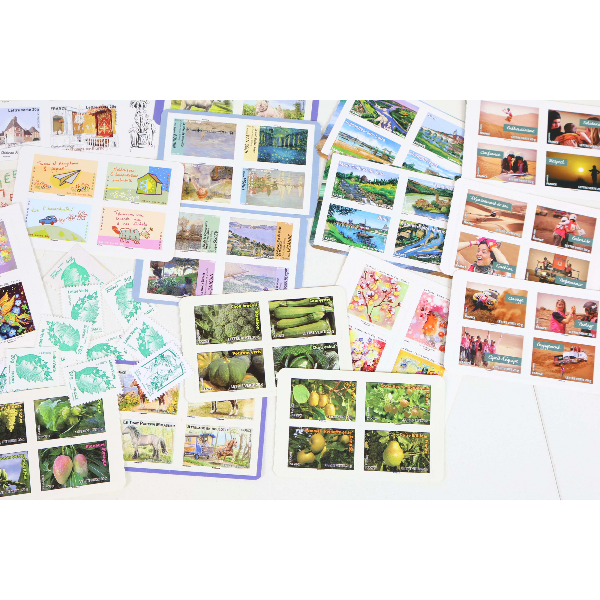 LOT 200 TIMBRES VALIDITES PERMANENTES AFFRANCHISSEMENT LETTRES VERTES 20G FRANCE
