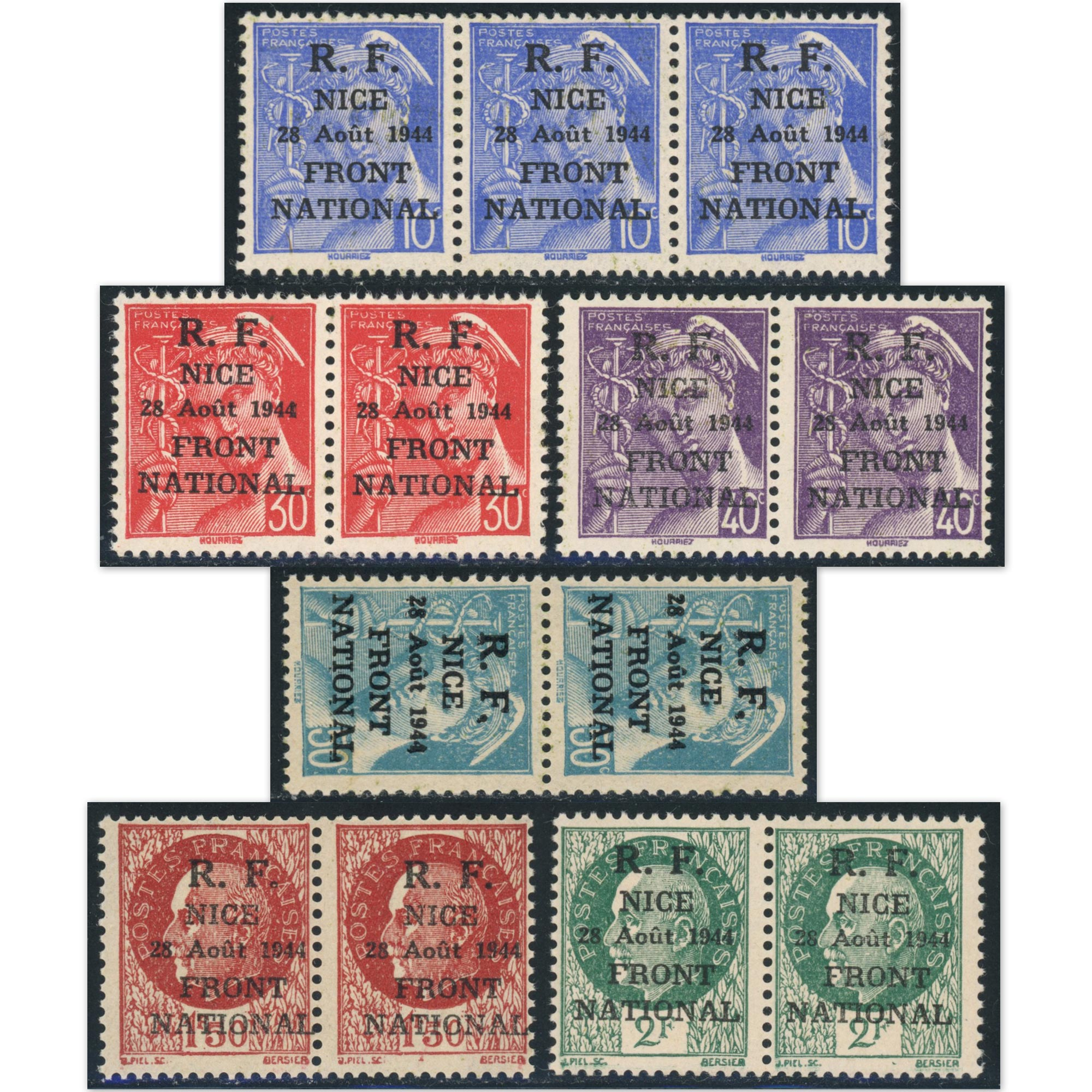 TIMBRES LIBÉRATION NICE N°1 À 6 SÉRIE COMPLÈTE TIMBRES NEUFS** EN PAIRES