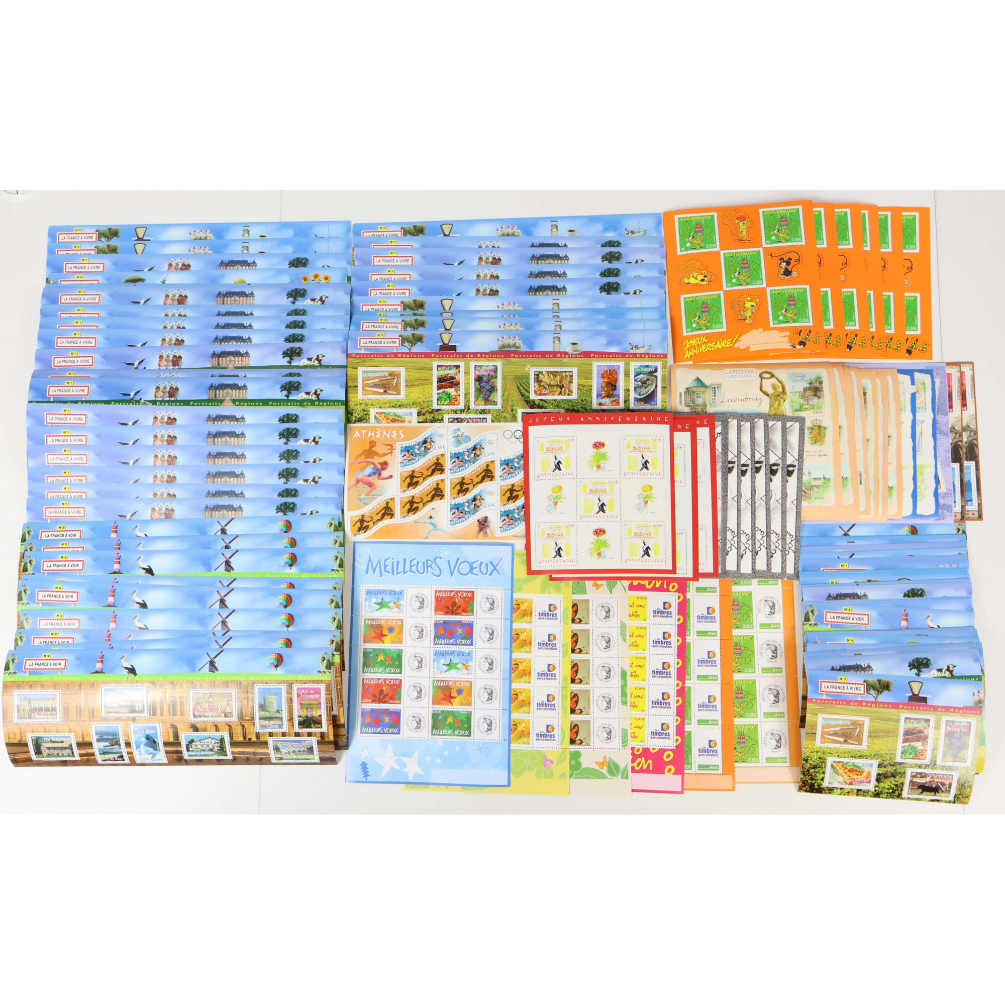 LOT 985 TIMBRES À 0.50 EUROS BLOCS AVEC DÉFAUTS POUR AFFRANCHIR FACIALE 492,50€