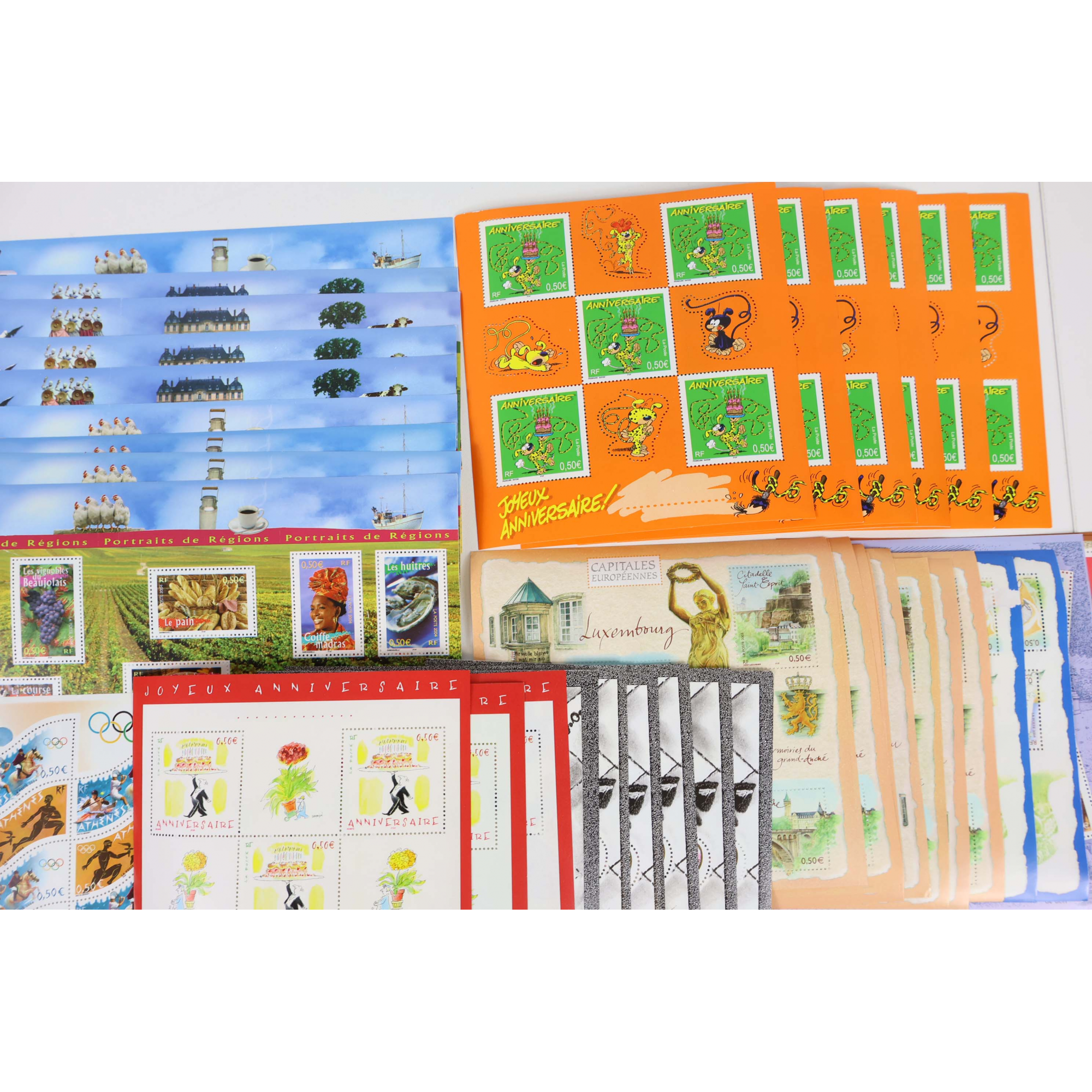 LOT 985 TIMBRES À 0.50 EUROS BLOCS AVEC DÉFAUTS POUR AFFRANCHIR FACIALE 492,50€