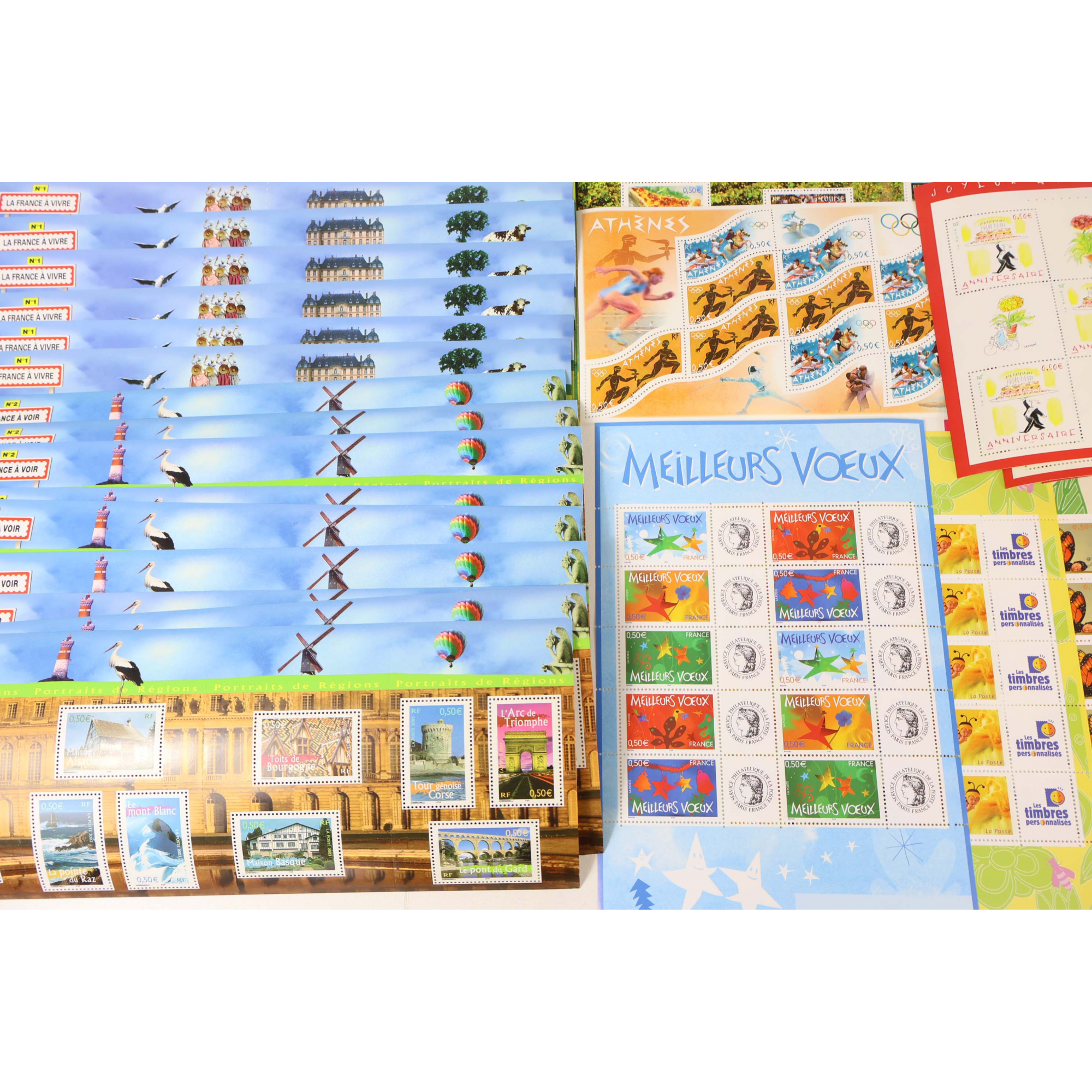 LOT 985 TIMBRES À 0.50 EUROS BLOCS AVEC DÉFAUTS POUR AFFRANCHIR FACIALE 492,50€