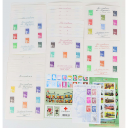 LOT DE TIMBRES POSTE EN EUROS, BLOCS AVEC DÉFAUTS POUR AFFRANCHIR FACIALE 157€