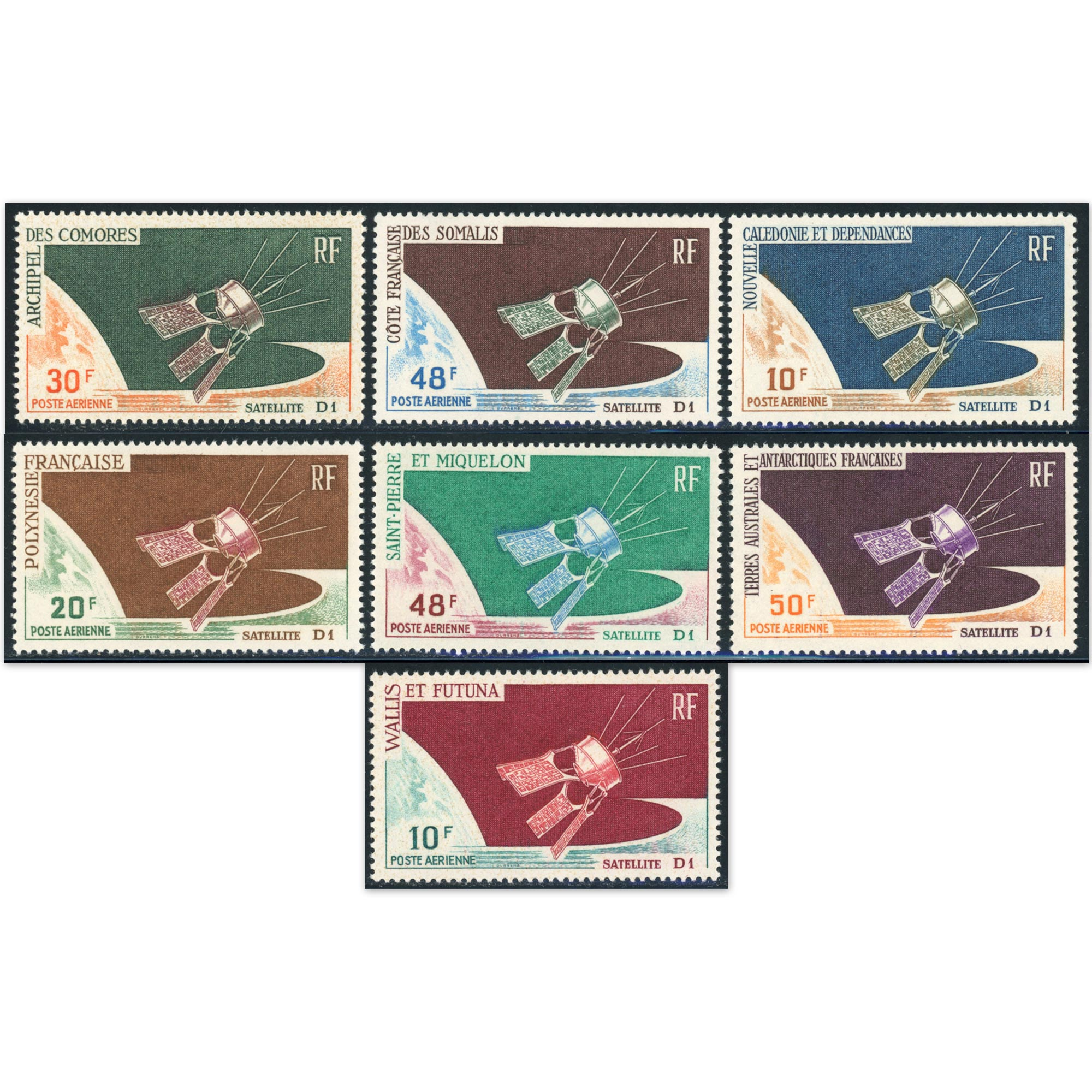 GRANDE SÉRIE COLONIALE COMPLÈTE SATELLITE TIMBRES NEUFS** ANNÉE 1966 COTE 136€