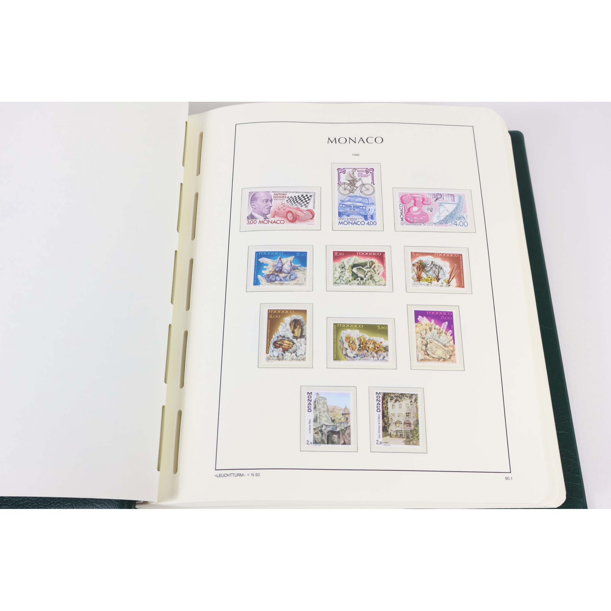 MONACO COLLECTION COMPLÈTE TIMBRES NEUFS** DE 1990 À 2007 ALBUM LEUCHTTURM