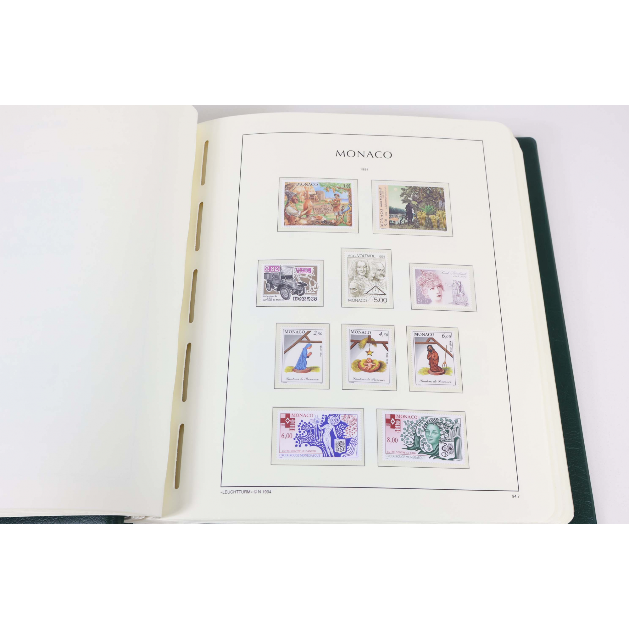 MONACO COLLECTION COMPLÈTE TIMBRES NEUFS** DE 1990 À 2007 ALBUM LEUCHTTURM