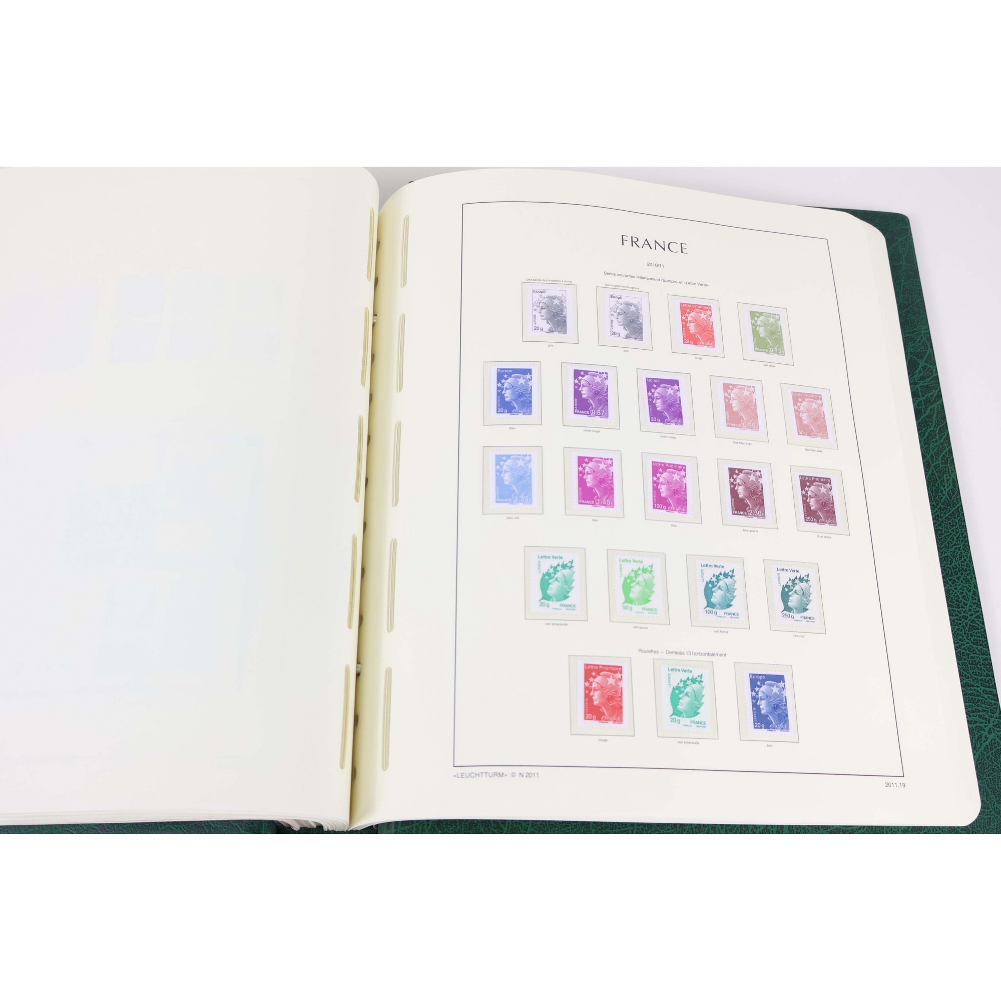 COLLECTION DE FRANCE CLASSEUR LUXE LEUCHTTURM ANNEES 2010 A 2012 GROSSE FACIALE