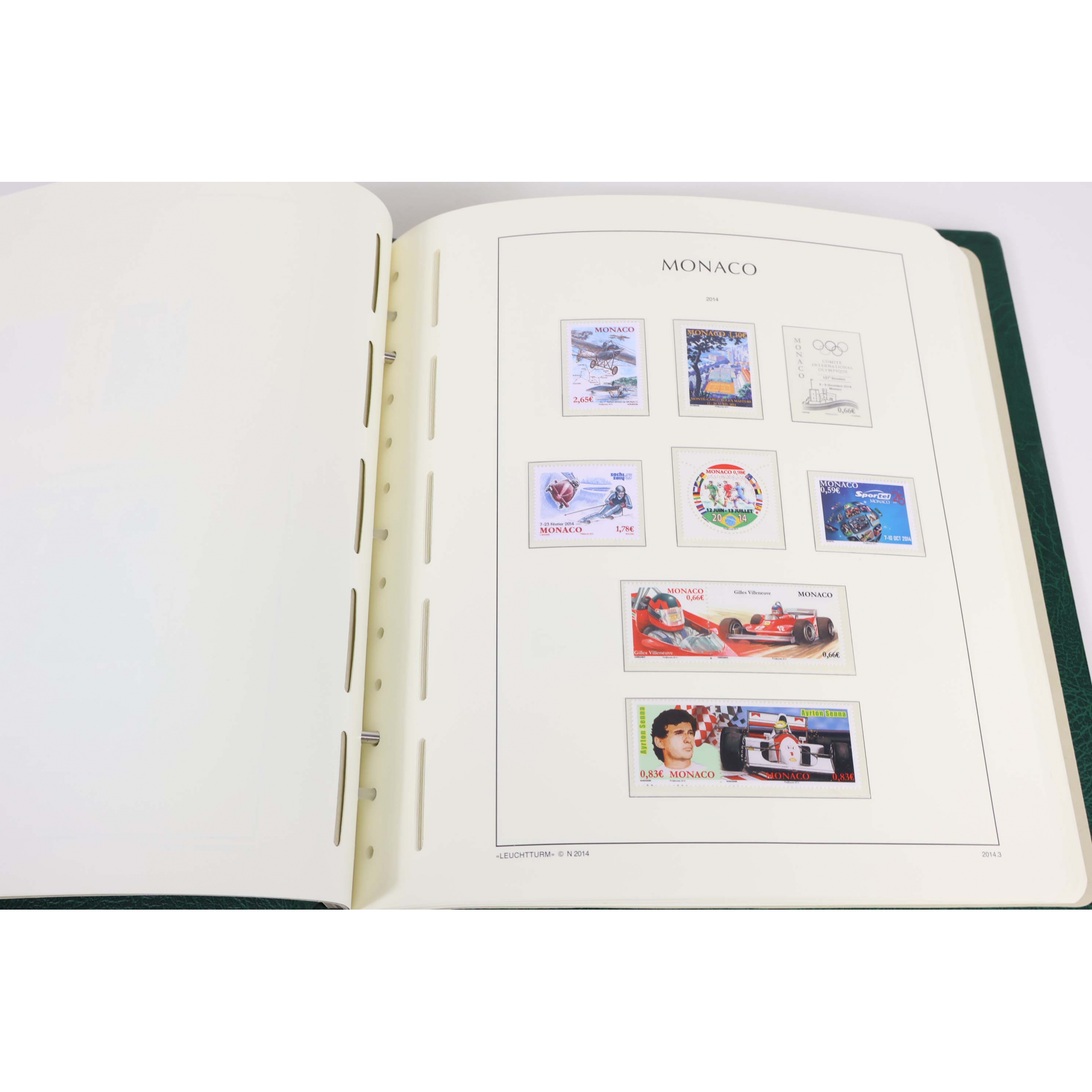 MONACO COLLECTION TIMBRES NEUFS** DE 2008 A 2014 ALBUM LEUCHTTURM FACIALE 439€