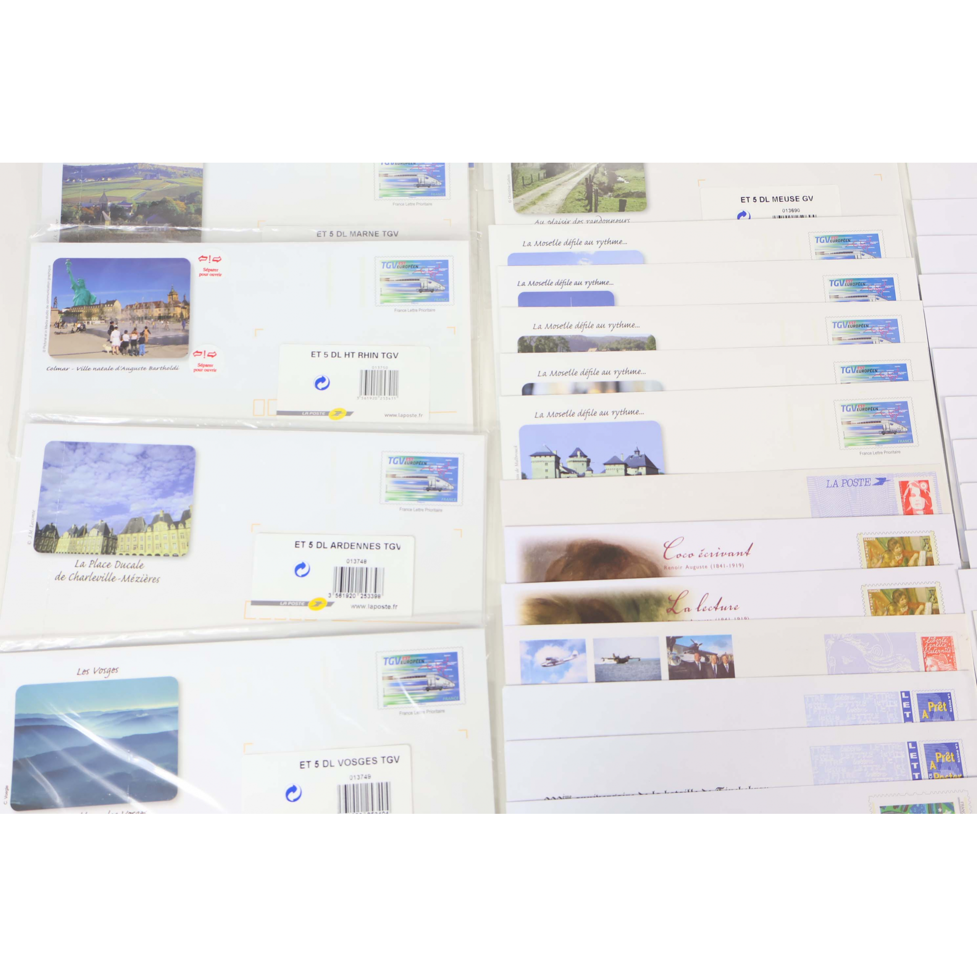 LOT DE 100 ENVELOPPES PRÉ AFFRANCHIES POUR LETTRES 20G FRANCE, THÈMES DIVERS