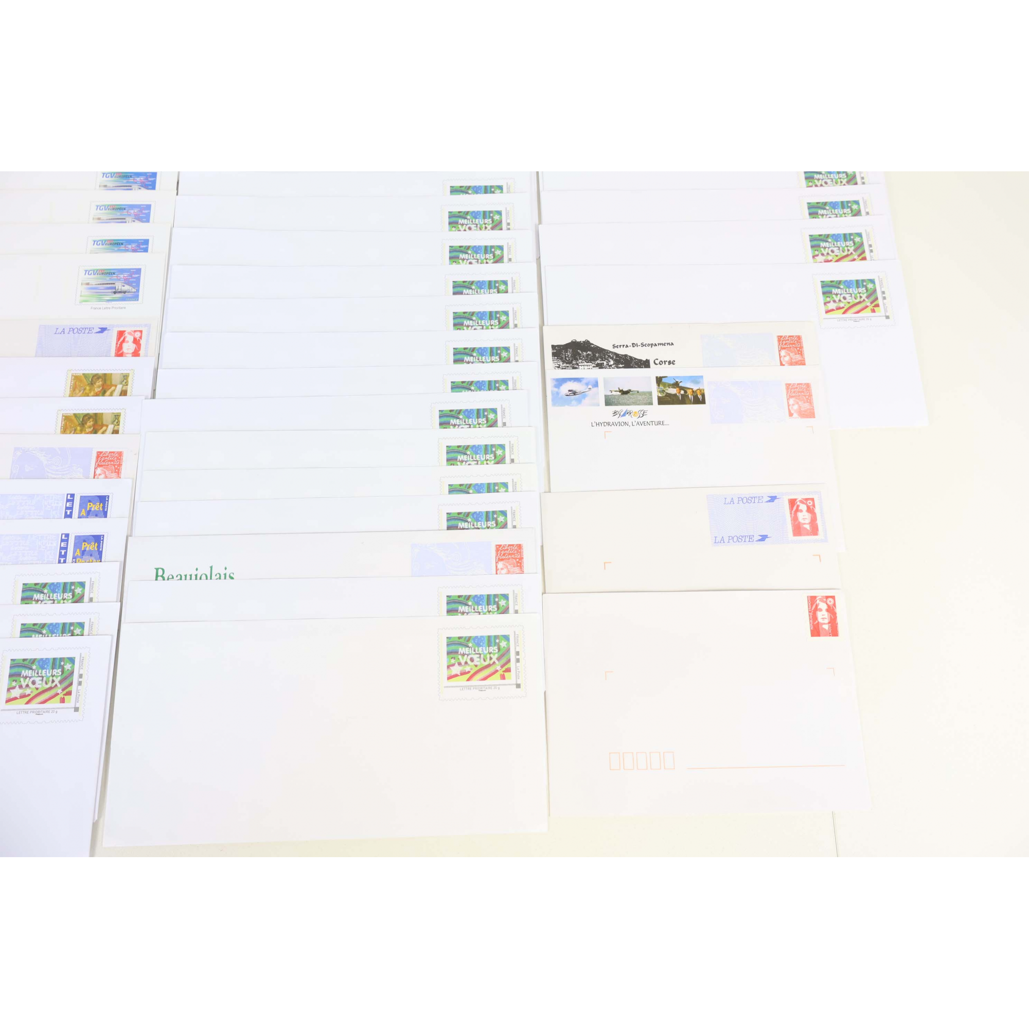 LOT DE 100 ENVELOPPES PRÉ AFFRANCHIES POUR LETTRES 20G FRANCE, THÈMES DIVERS