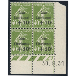 FRANCE COIN DATE N°275 TIMBRES NEUFS CAISSE D'AMORTISSEMENT DE 1931 COTE 700€