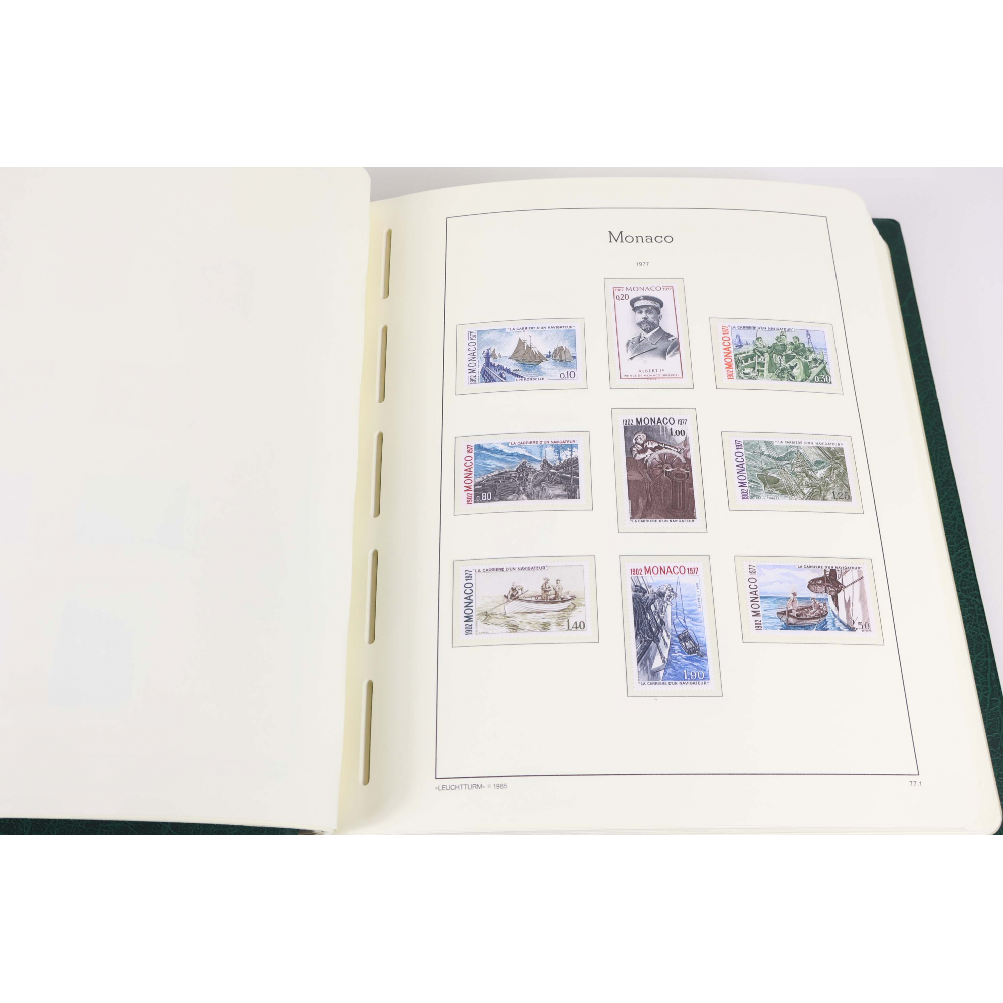 MONACO COLLECTION COMPLETE TIMBRES NEUFS** DE 1975 A 1989 ALBUM LEUCHTTURM
