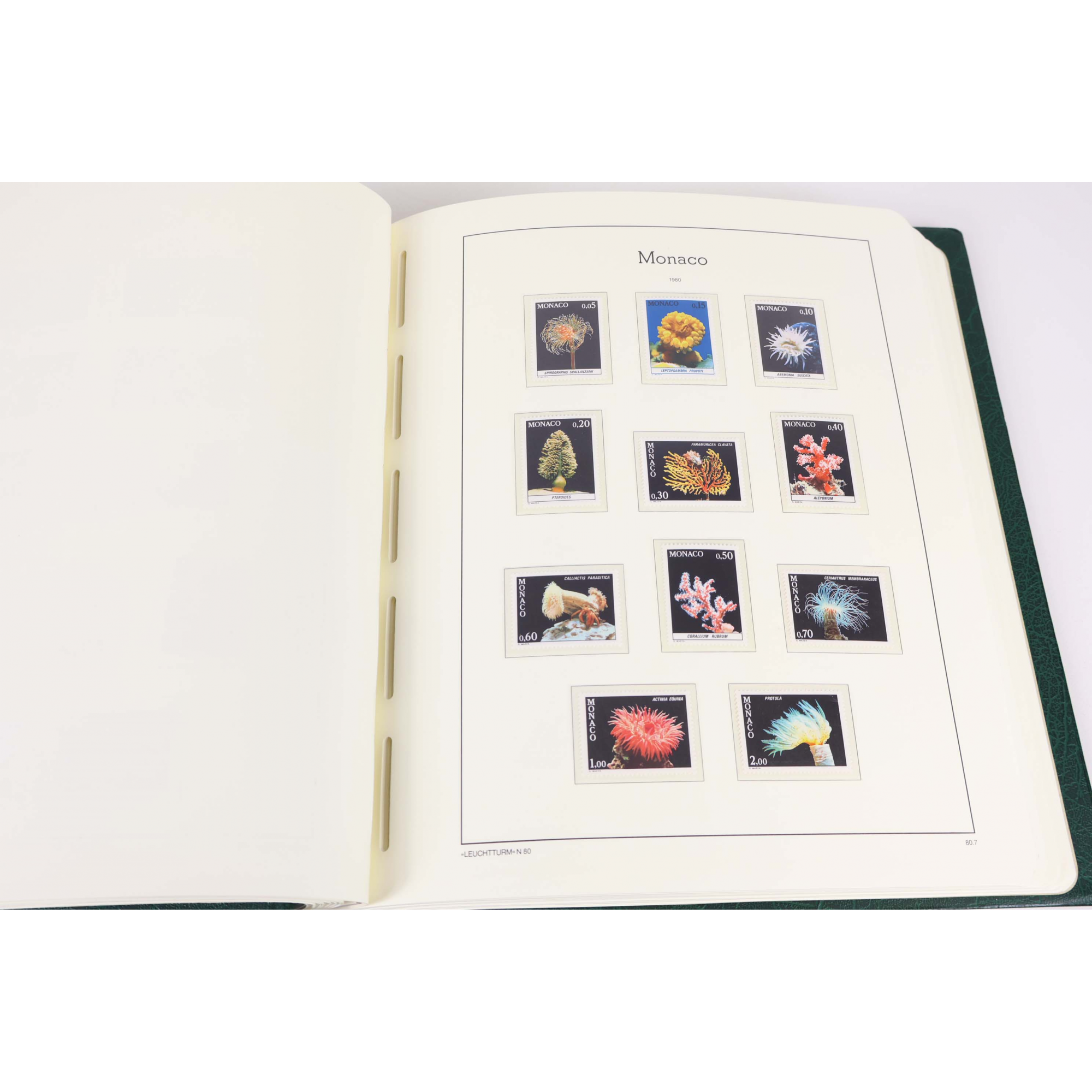 MONACO COLLECTION COMPLETE TIMBRES NEUFS** DE 1975 A 1989 ALBUM LEUCHTTURM