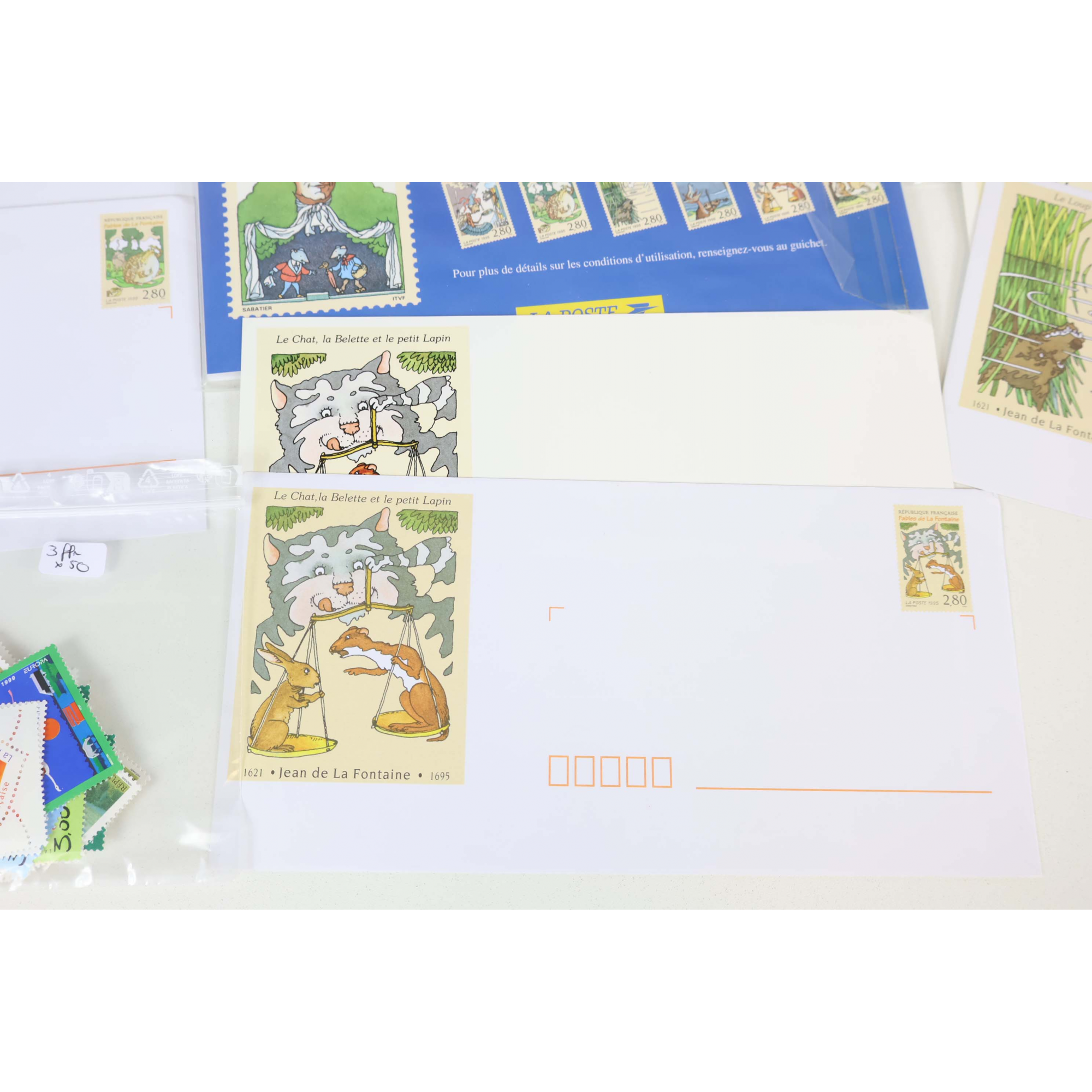 LOT 50 ENVELOPPES PRÉ AFFRANCHIES POUR LETTRES 20G FRANCE, AVEC TIMBRES A COLLER