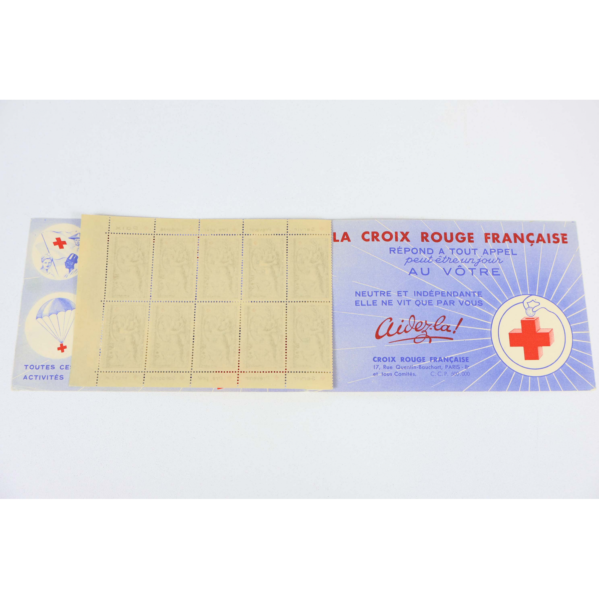 FRANCE CARNET CROIX-ROUGE DE 1952 TIMBRES NEUFS** EXCELLENTE QUALITE COTE 550€