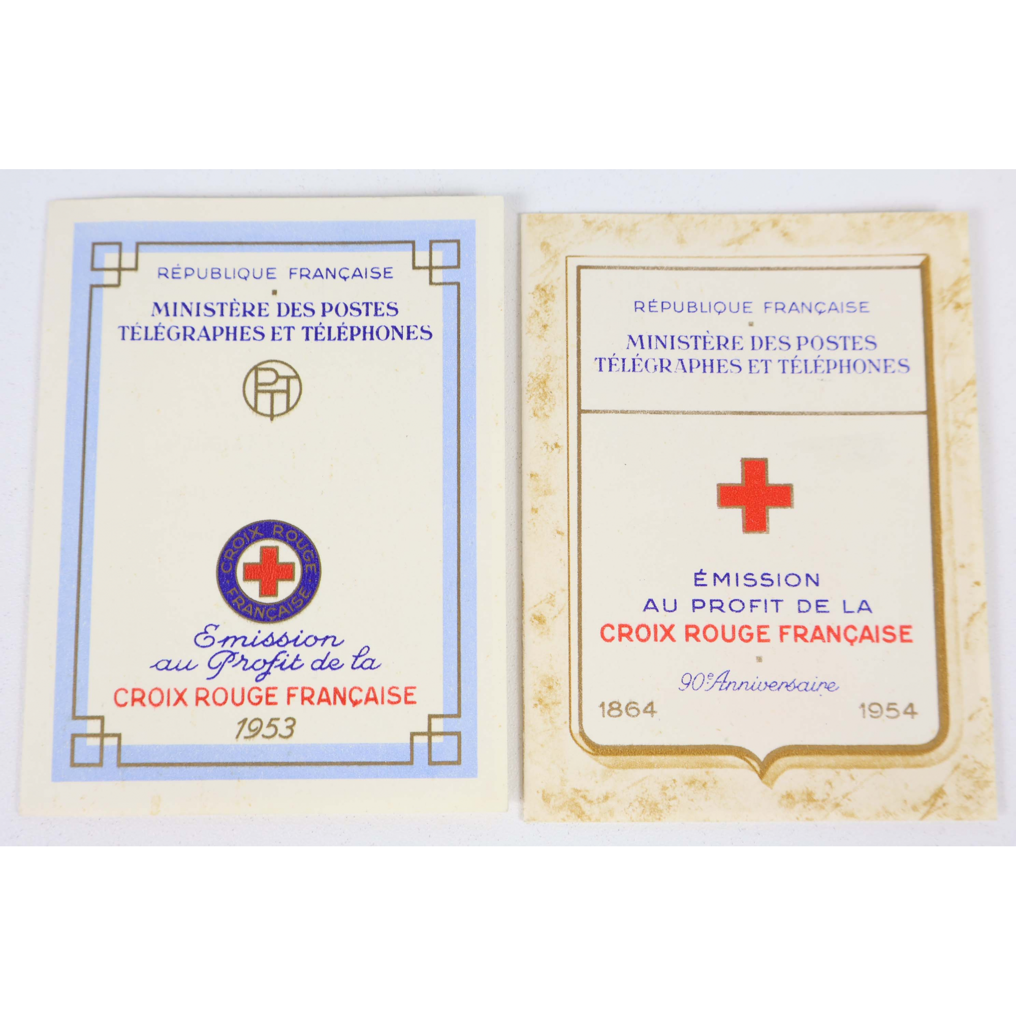 FRANCE CARNETS CROIX-ROUGE DE 1953 ET 1954 TIMBRES NEUFS** BELLE COTE 340€