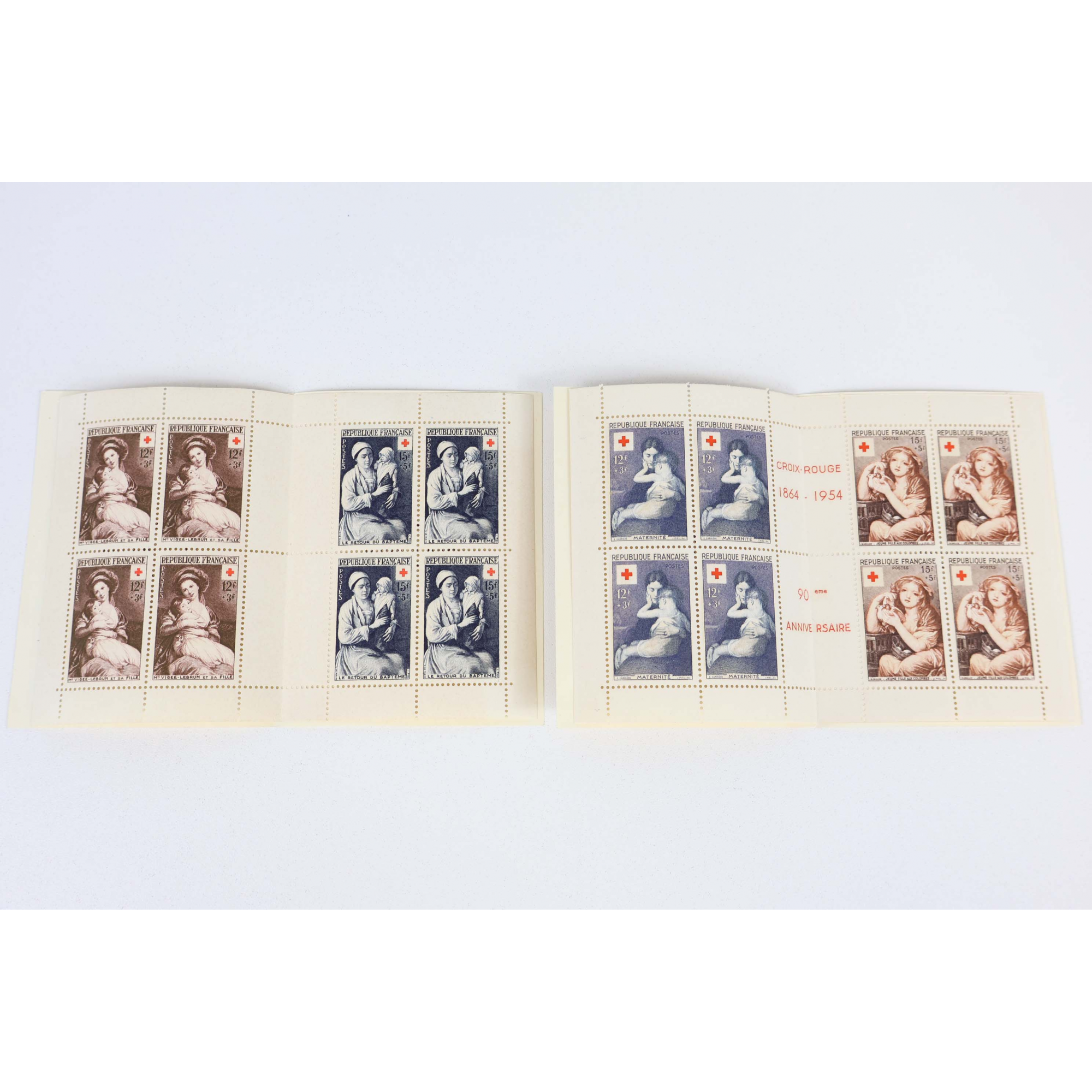 FRANCE CARNETS CROIX-ROUGE DE 1953 ET 1954 TIMBRES NEUFS** BELLE COTE 340€