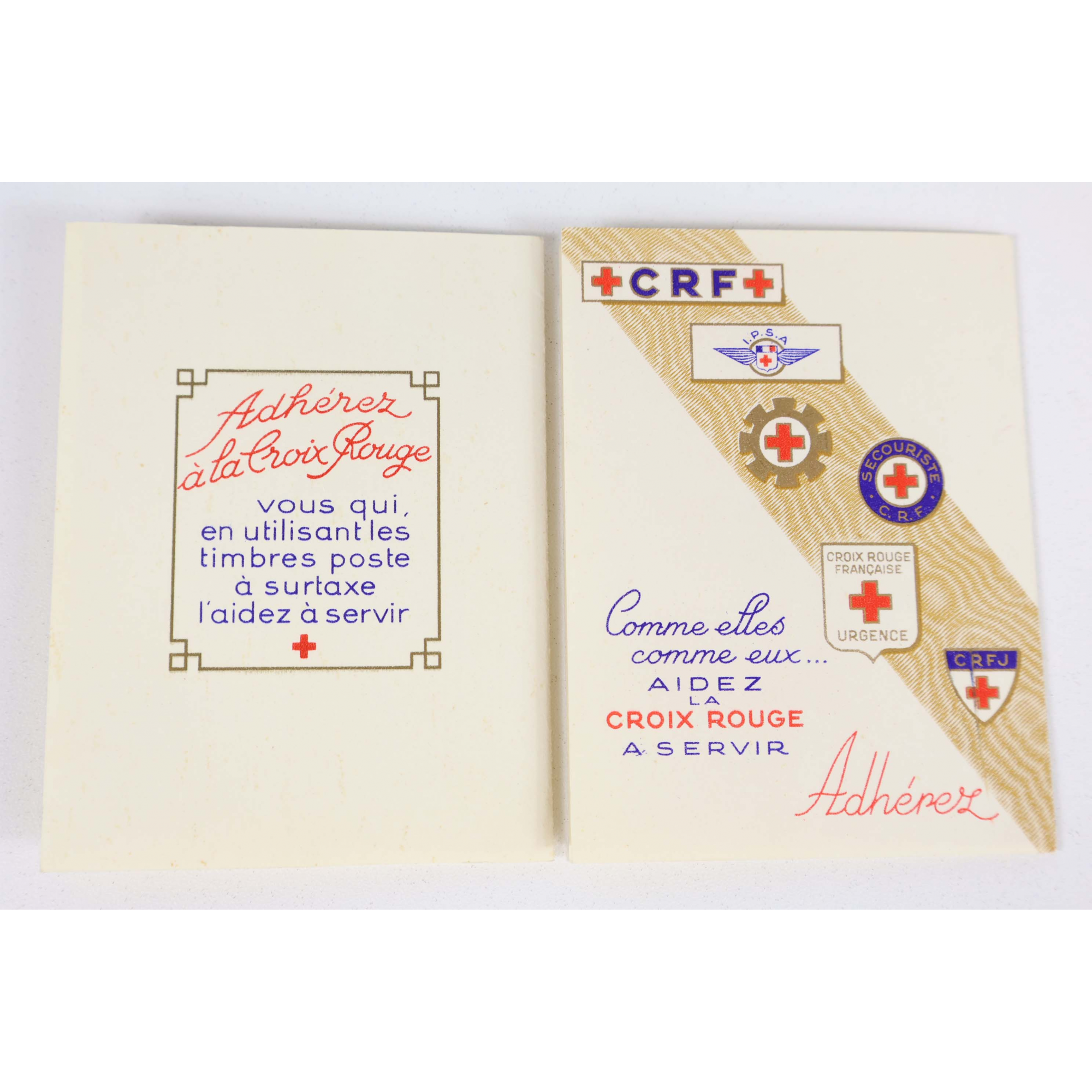 FRANCE CARNETS CROIX-ROUGE DE 1953 ET 1954 TIMBRES NEUFS** BELLE COTE 340€