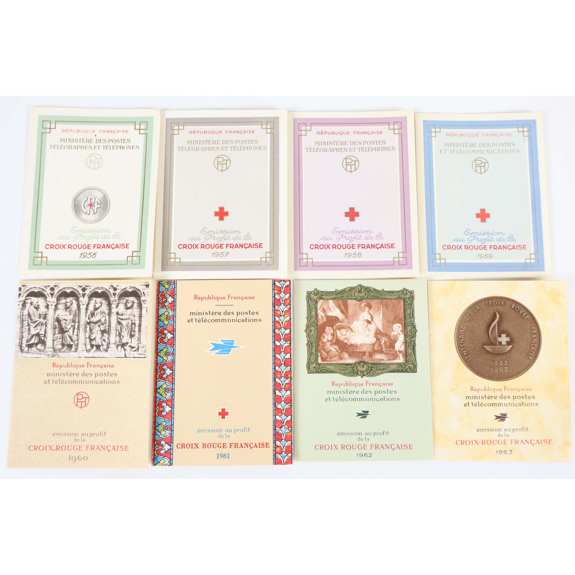 FRANCE COLLECTION DE CARNETS CROIX-ROUGE DE 1956 ET 1963 TIMBRES NEUFS**