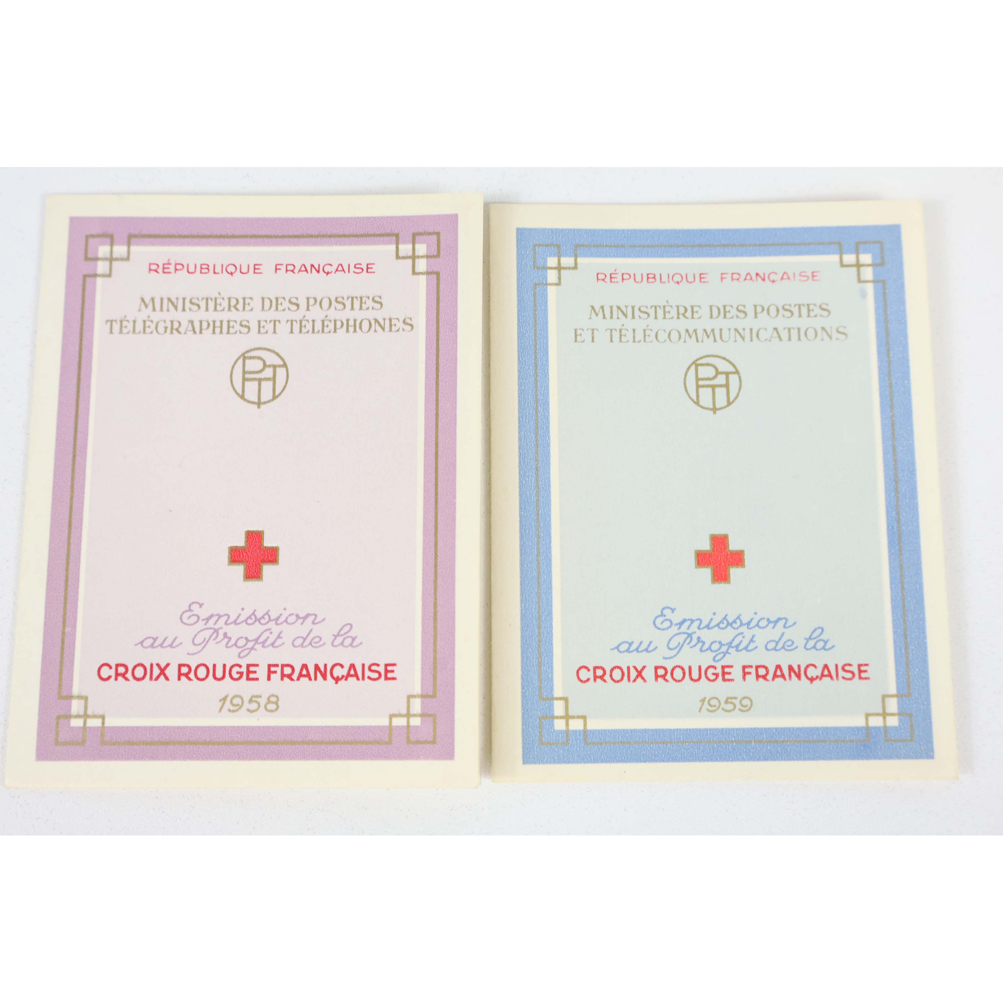 FRANCE COLLECTION DE CARNETS CROIX-ROUGE DE 1956 ET 1963 TIMBRES NEUFS**