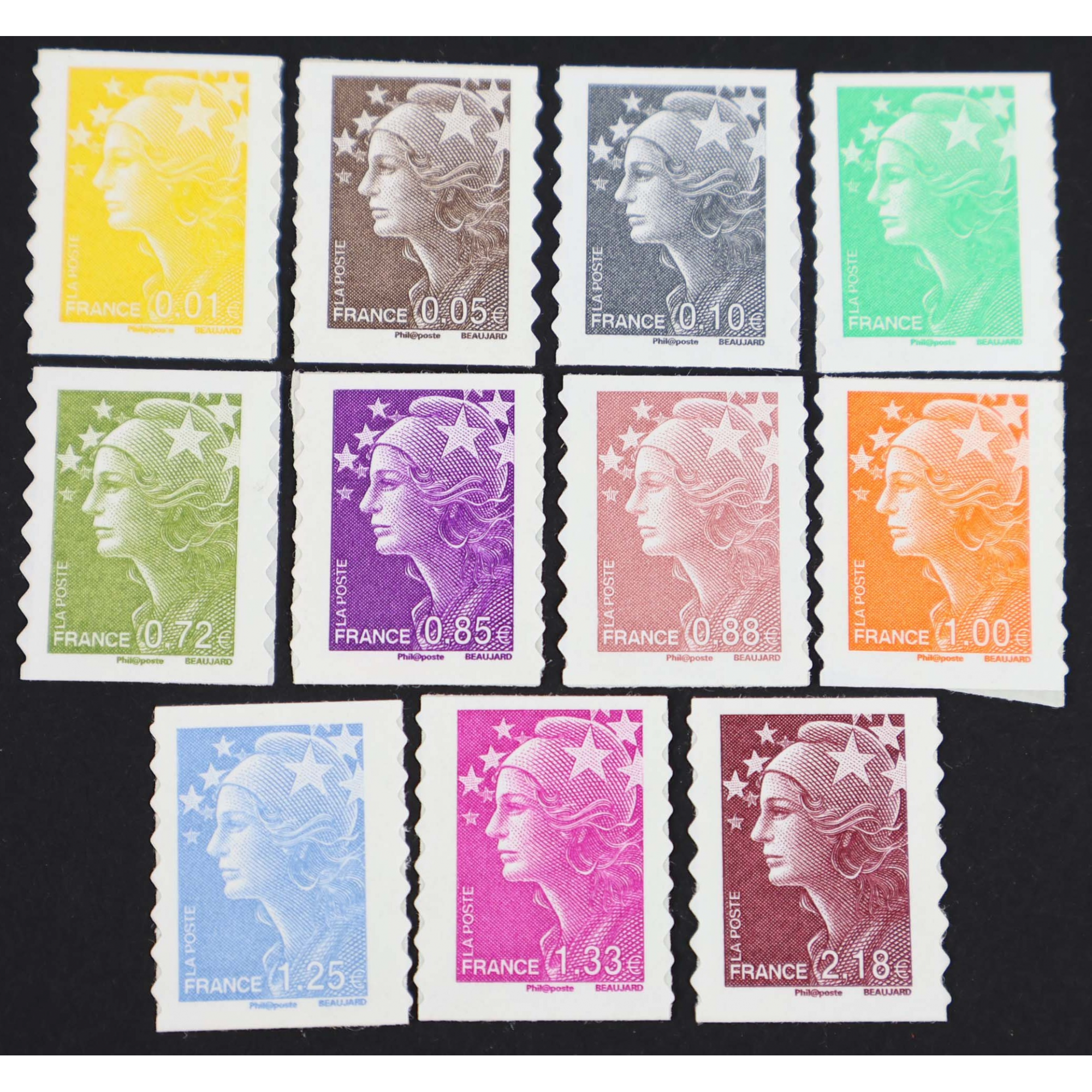 FRANCE SÉRIE N° 208 À 218, SÉRIE DE TIMBRES AUTOADHÉSIFS NEUFS - ANNÉE 2008