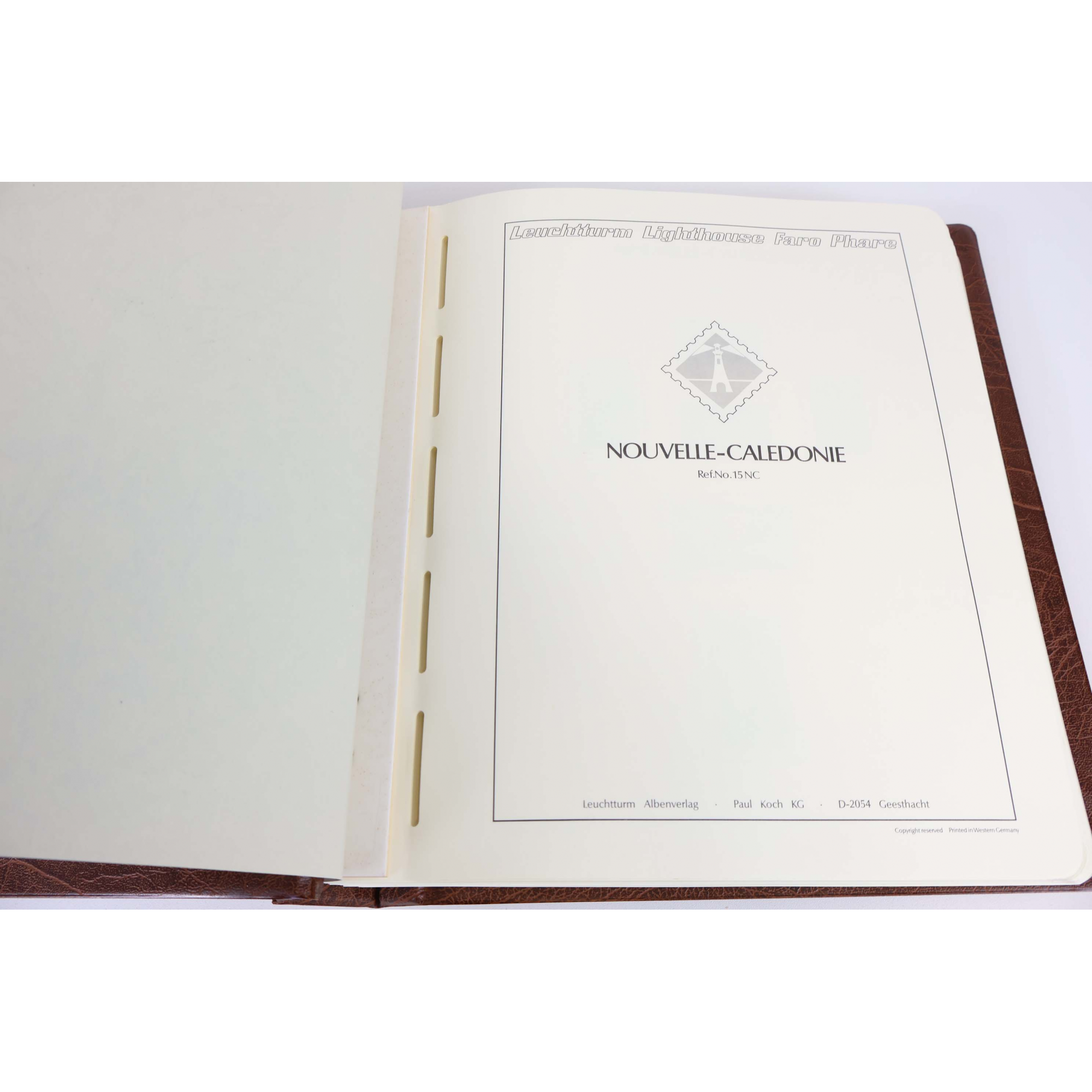 CLASSEUR HAUT DE GAMME LEUCHTTURM POUR COLLECTION NOUVELLE CALÉDONIE 1959 A 1999