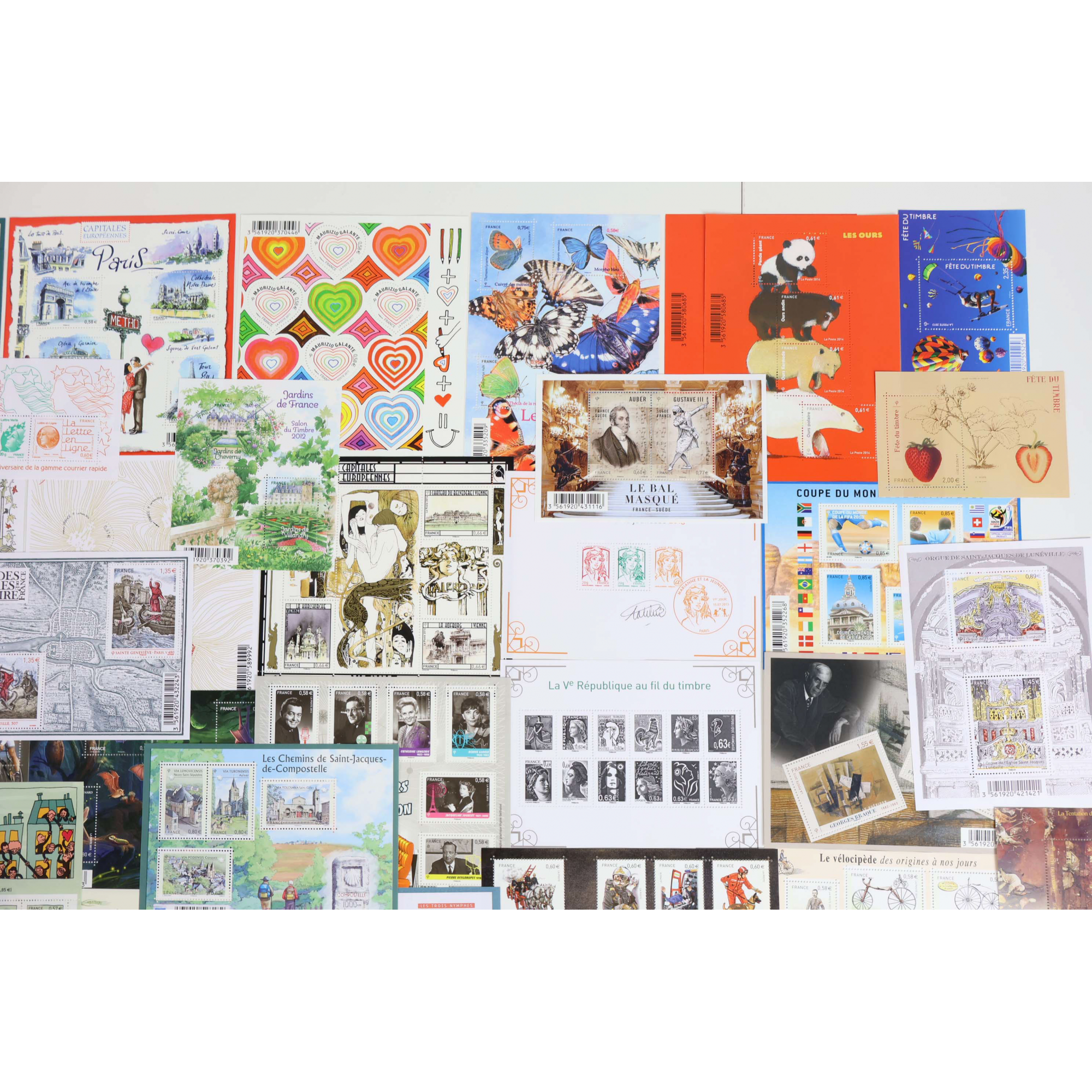 FRANCE LOT DE TIMBRES-POSTE ET BLOCS-FEUILLETS NEUFS DE 2008 À 2014 FACIALE 370€