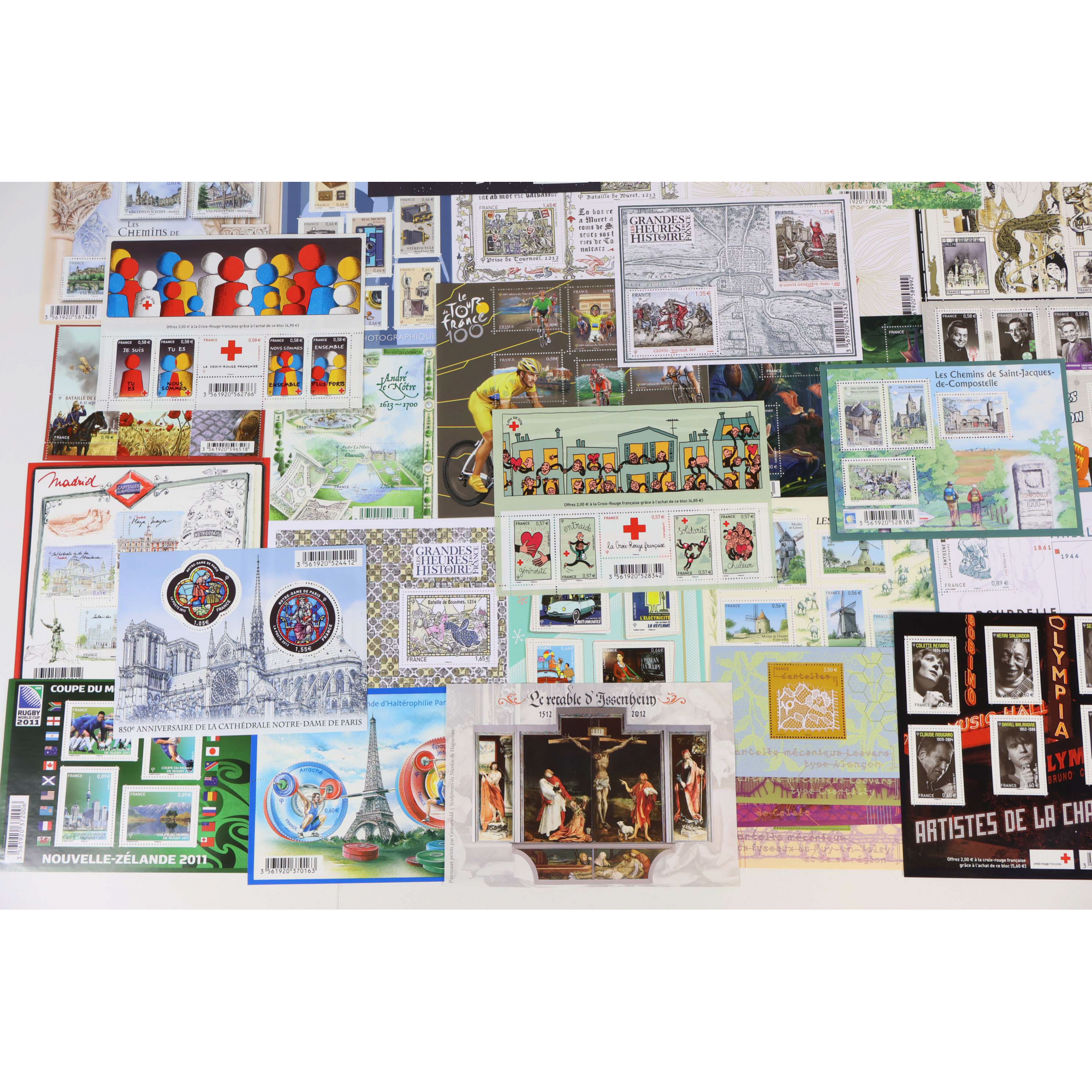 FRANCE LOT DE TIMBRES-POSTE ET BLOCS-FEUILLETS NEUFS DE 2008 À 2014 FACIALE 370€