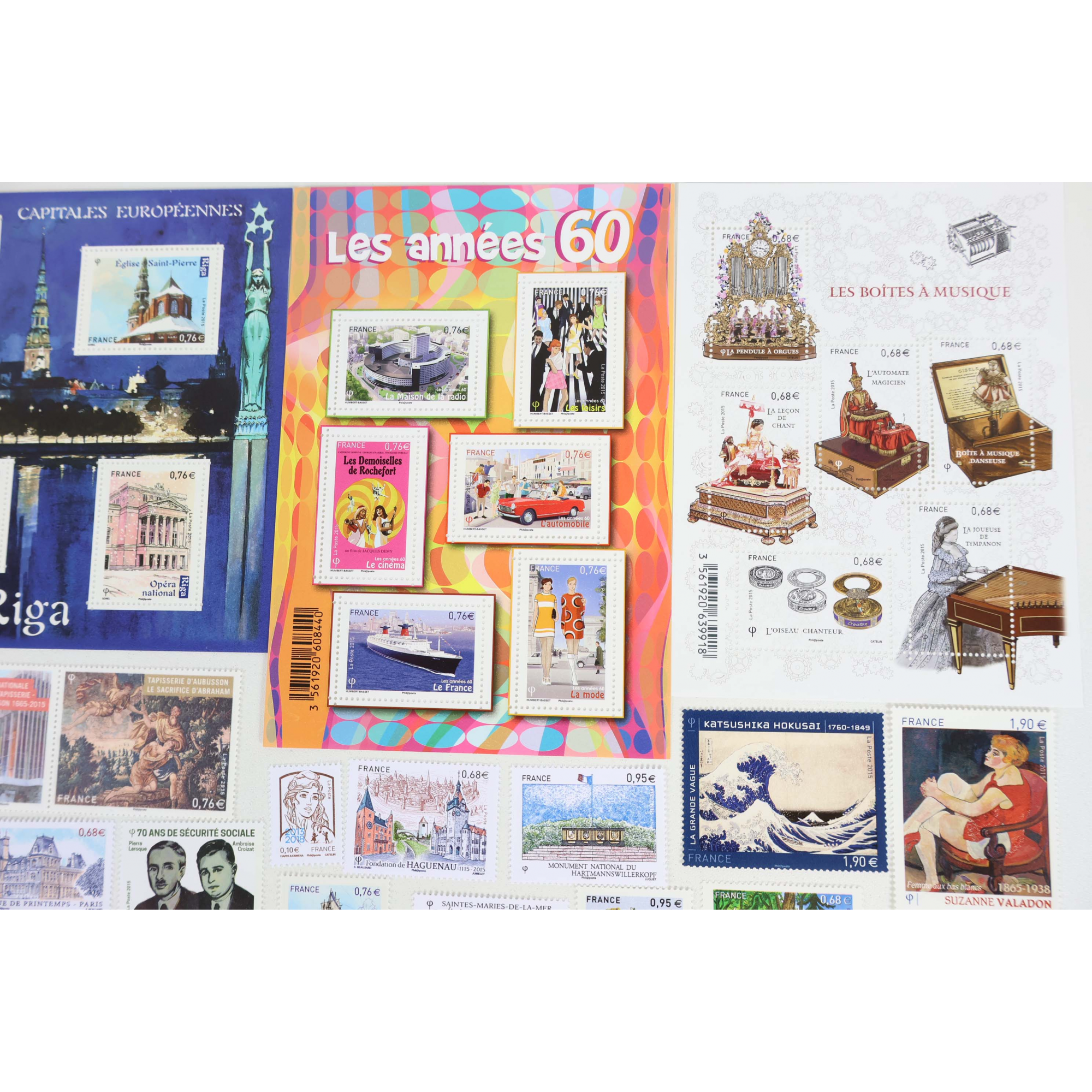 FRANCE ANNÉE 2015 LOT DE BLOCS-FEUILLETS ET TIMBRES-POSTE NEUFS** FACIALE 56€