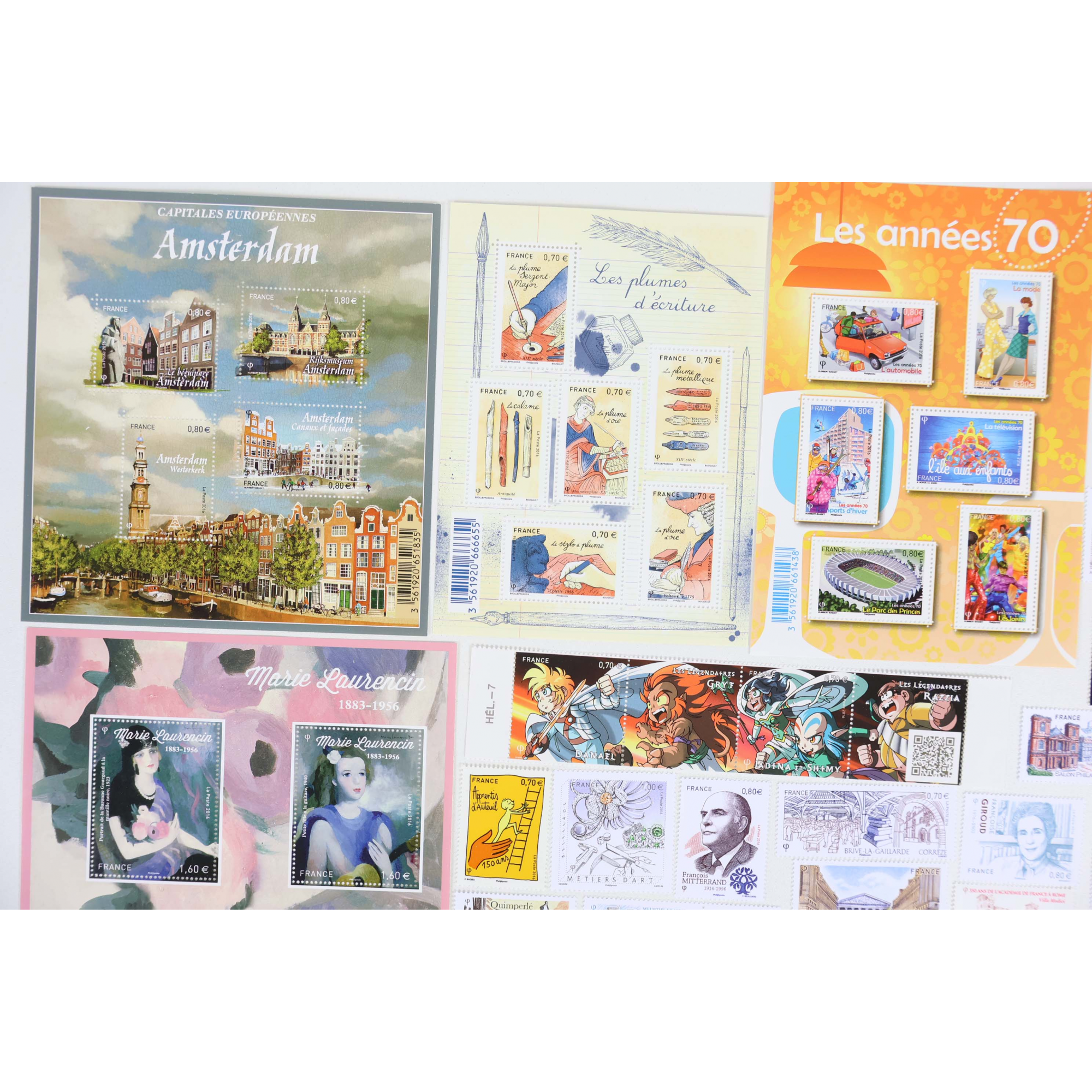 FRANCE ANNÉE 2016 LOT DE BLOCS-FEUILLETS ET TIMBRES-POSTE NEUFS** FACIALE 66€