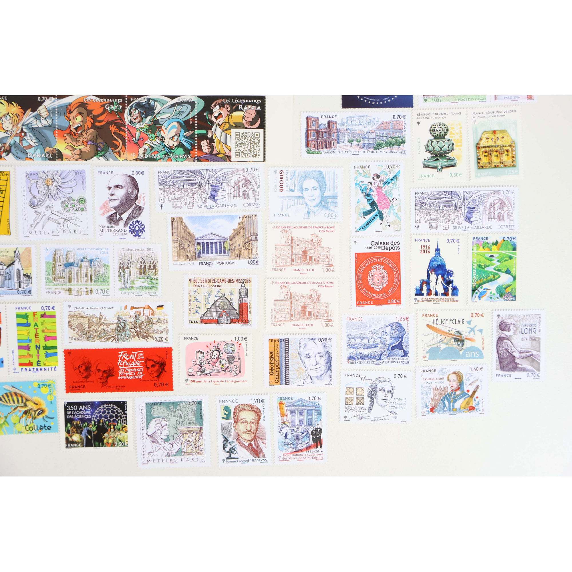 FRANCE ANNÉE 2016 LOT DE BLOCS-FEUILLETS ET TIMBRES-POSTE NEUFS** FACIALE 66€