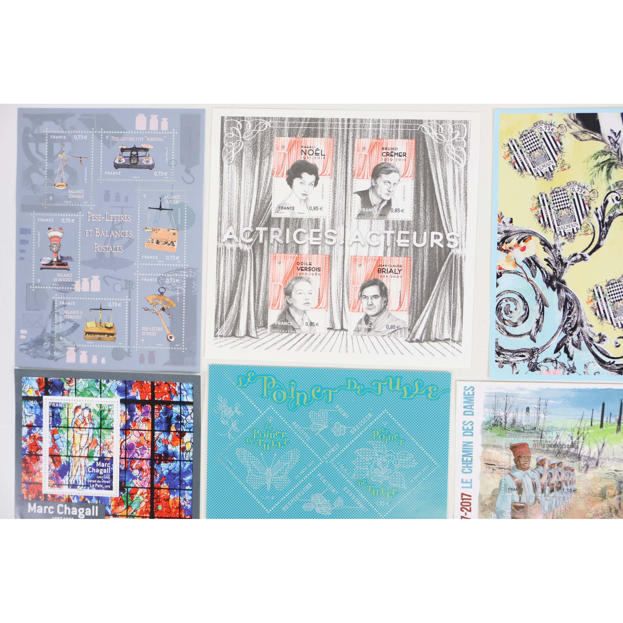 FRANCE ANNÉE 2017 LOT DE BLOCS-FEUILLETS ET TIMBRES-POSTE NEUFS** FACIALE 67€
