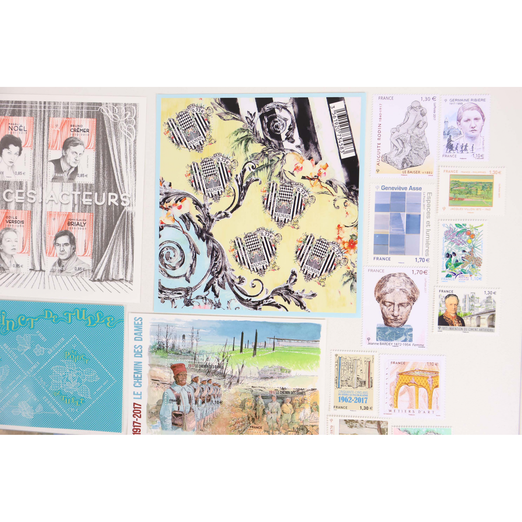 FRANCE ANNÉE 2017 LOT DE BLOCS-FEUILLETS ET TIMBRES-POSTE NEUFS** FACIALE 67€