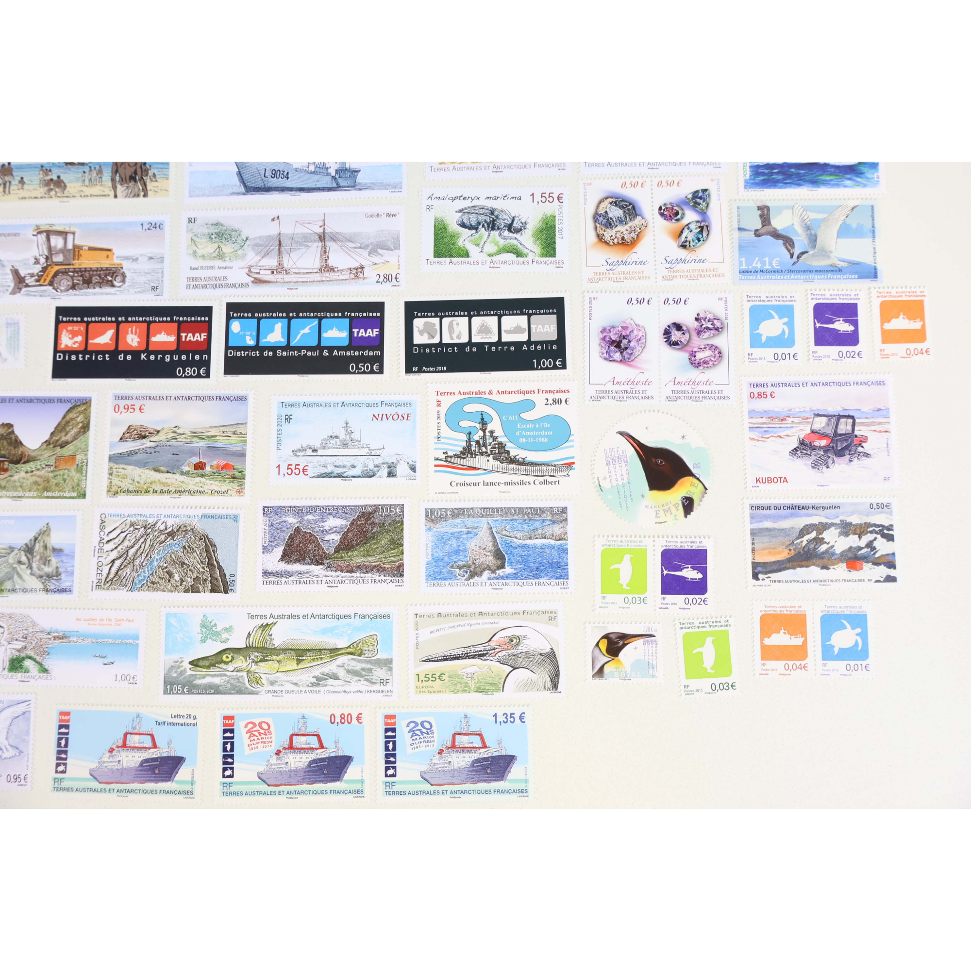 LOT TAAF, TIMBRES EN EUROS NEUFS** ENTRE 2015 ET 2020, VALEUR FACIALE 110€