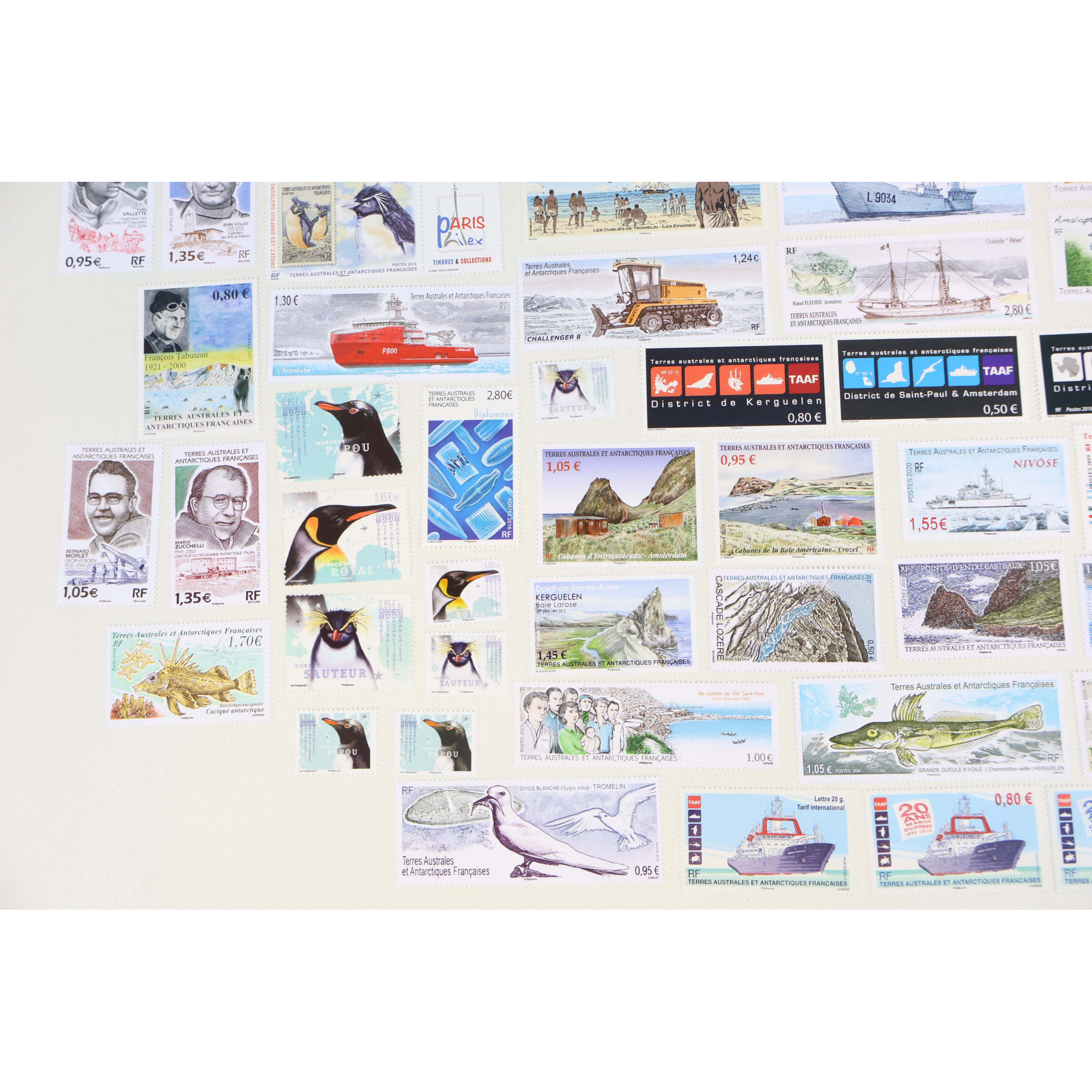LOT TAAF, TIMBRES EN EUROS NEUFS** ENTRE 2015 ET 2020, VALEUR FACIALE 110€