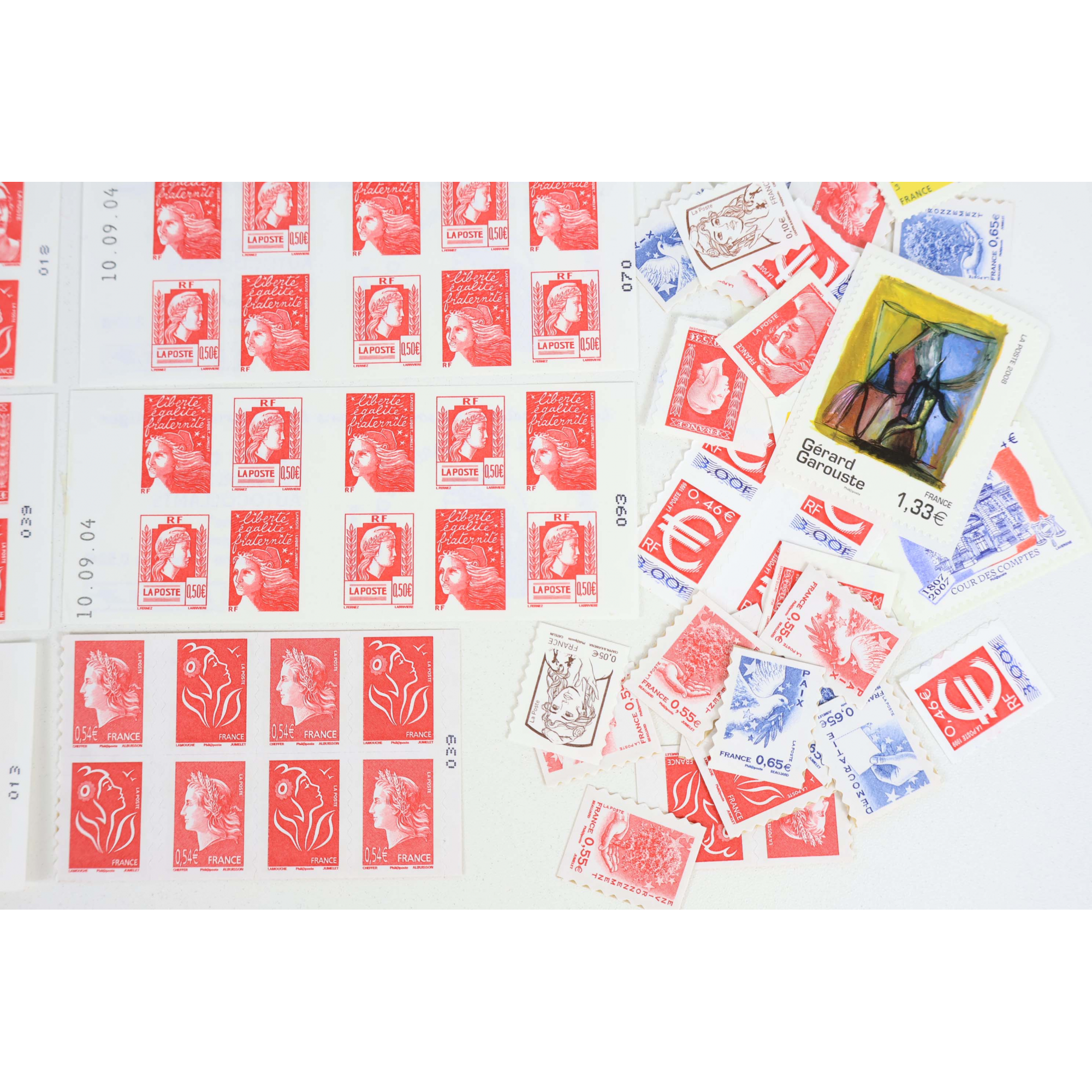 FRANCE LOT DE TIMBRES AUTOADHÉSIFS MODERNES TIMBRES NEUFS** VALEUR FACIALE 145€