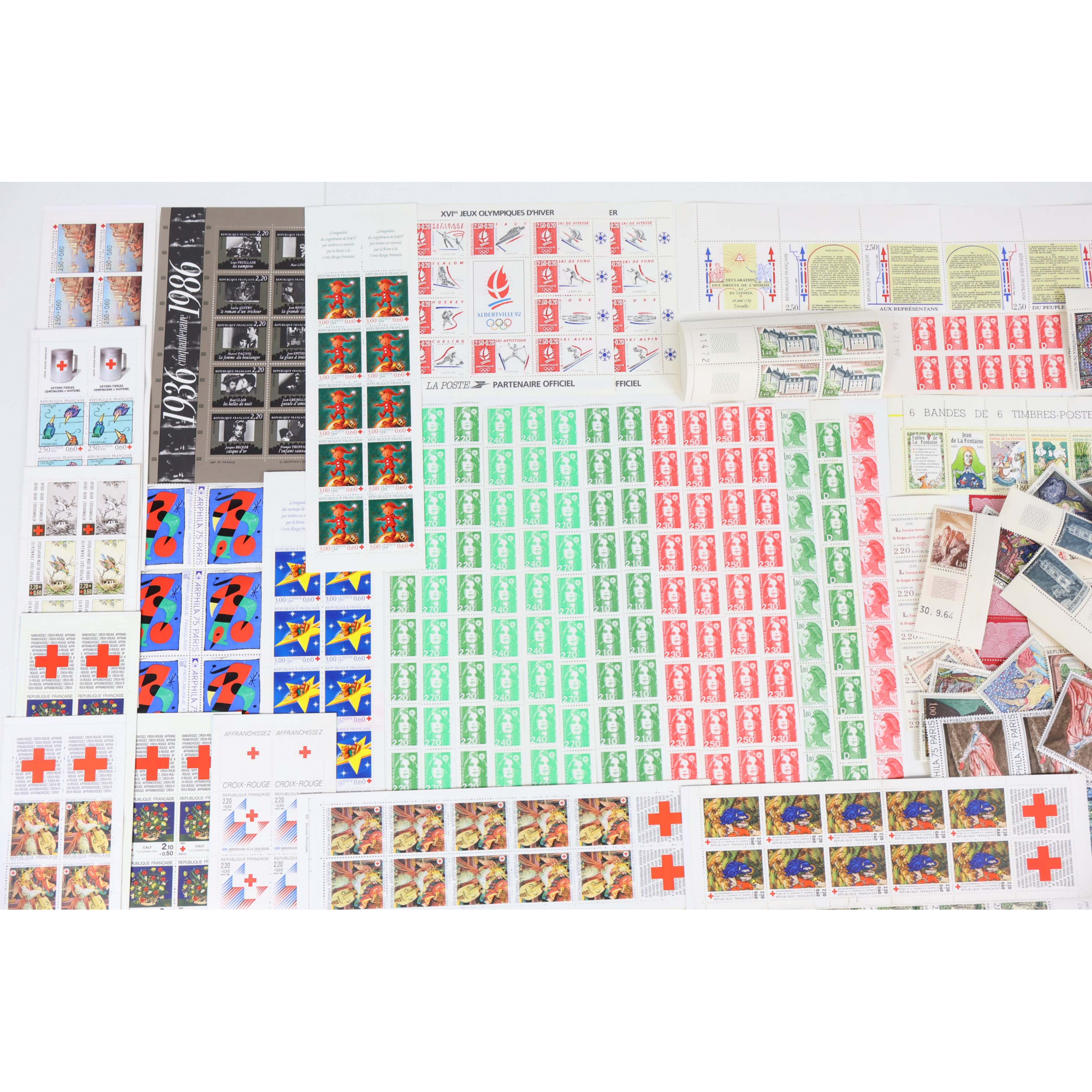 FRANCE LOT EN FRANCS TIMBRES NEUFS - CARNETS - BLOCS-FEUILLETS FACIALE 1447FFr
