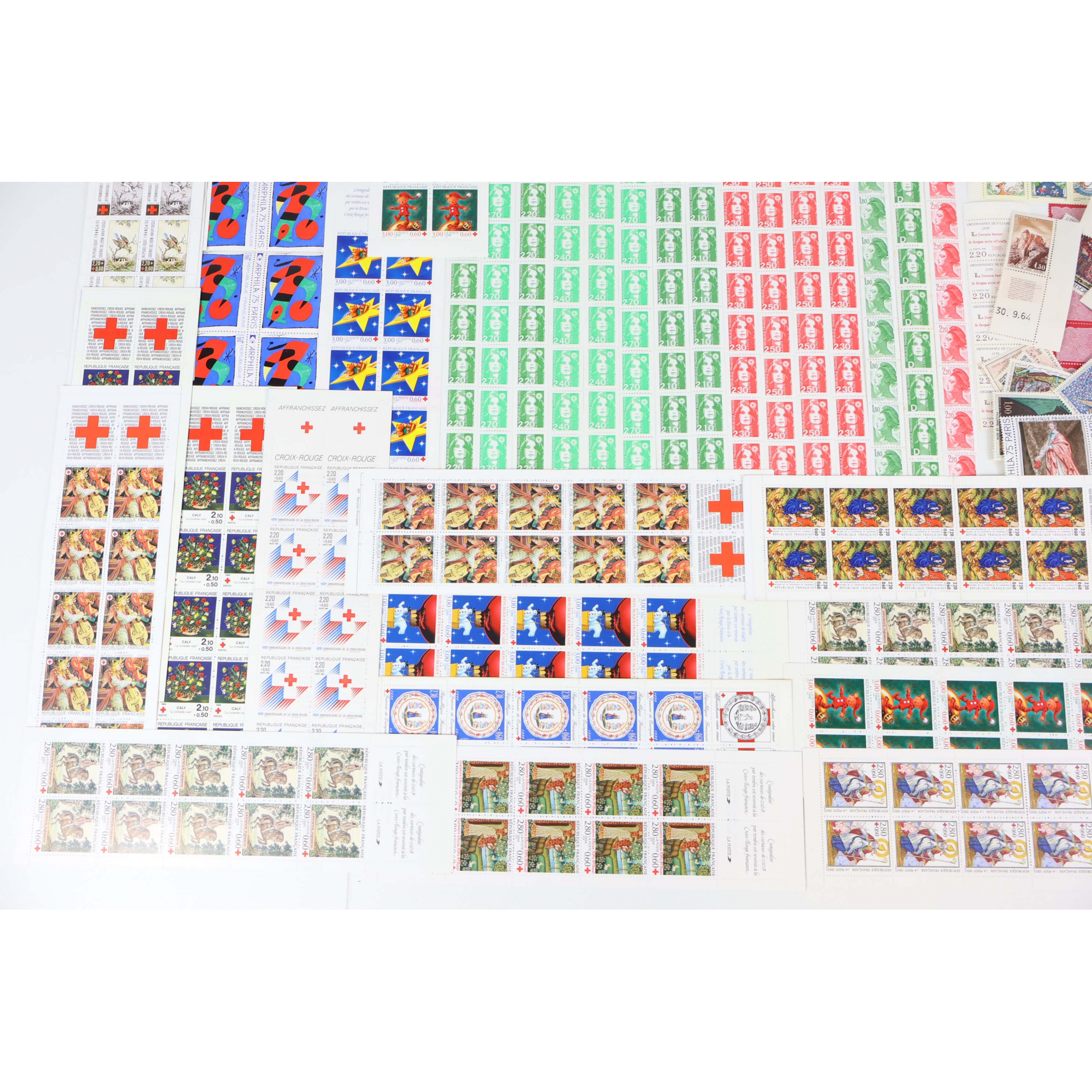 FRANCE LOT EN FRANCS TIMBRES NEUFS - CARNETS - BLOCS-FEUILLETS FACIALE 1447FFr