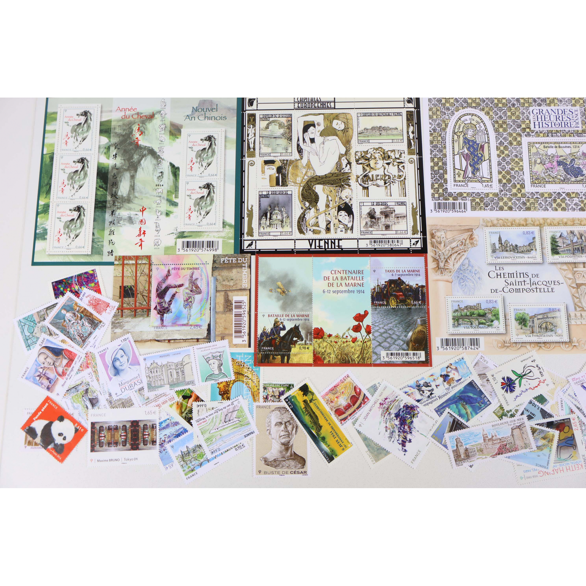 FRANCE LOT DE TIMBRES ET BLOCS-FEUILLETS NEUFS** DE 2014 FACIALE 84€