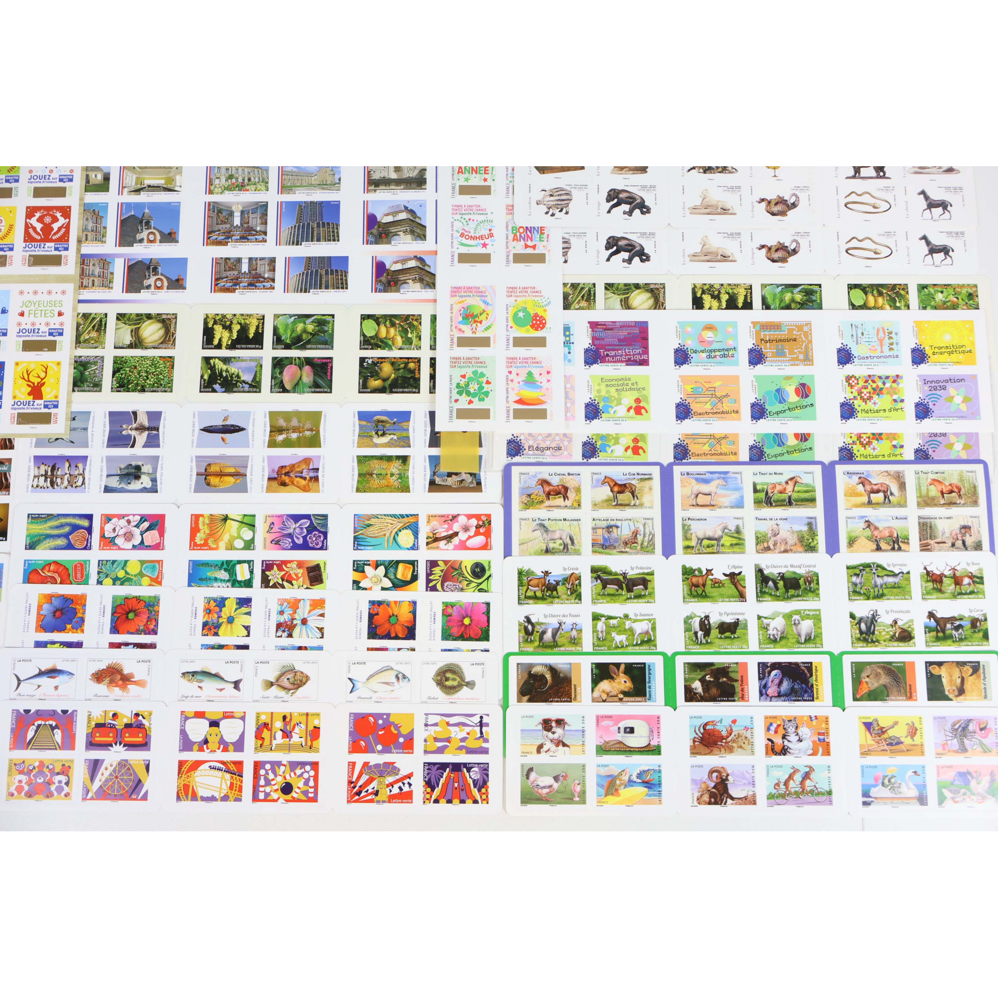 500 TIMBRES AUTOADHÉSIFS LETTRES VERTES 20G VP FRANCE, CARNETS POUR AFFRANCHIR