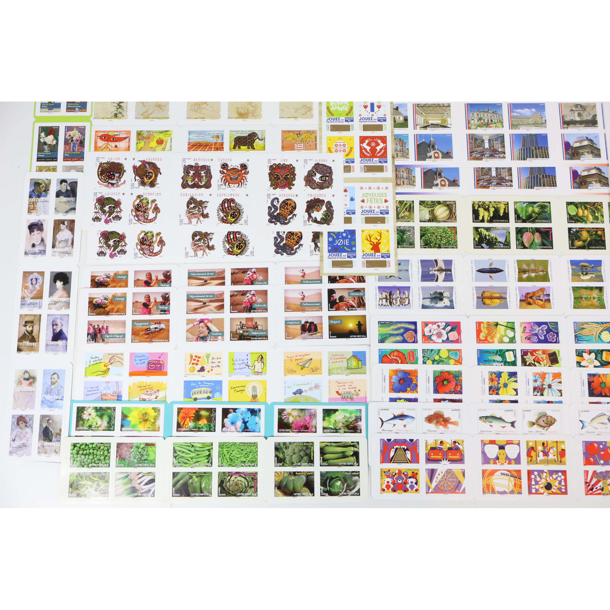 500 TIMBRES AUTOADHÉSIFS LETTRES VERTES 20G VP FRANCE, CARNETS POUR AFFRANCHIR