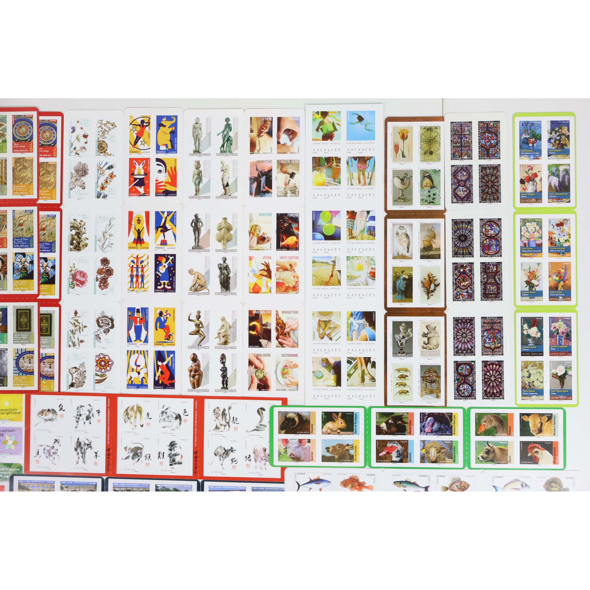 300 TIMBRES AUTOADHÉSIFS LETTRES VERTES 20G VP FRANCE, CARNETS POUR AFFRANCHIR