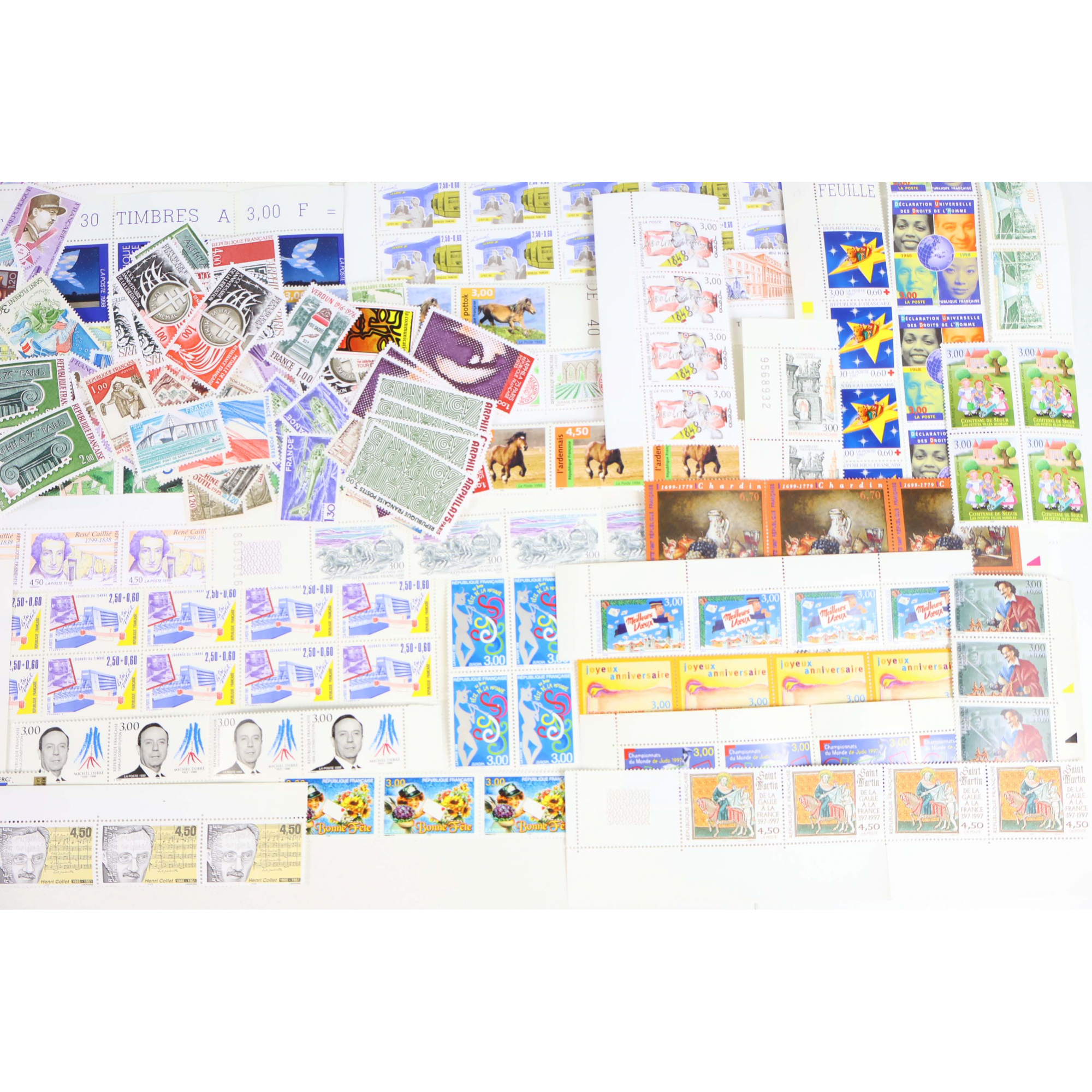 FRANCE LOT DE TIMBRES - BLOCS - CARNETS EN FRANCS TIMBRES NEUFS FACIALE 1454 FFR