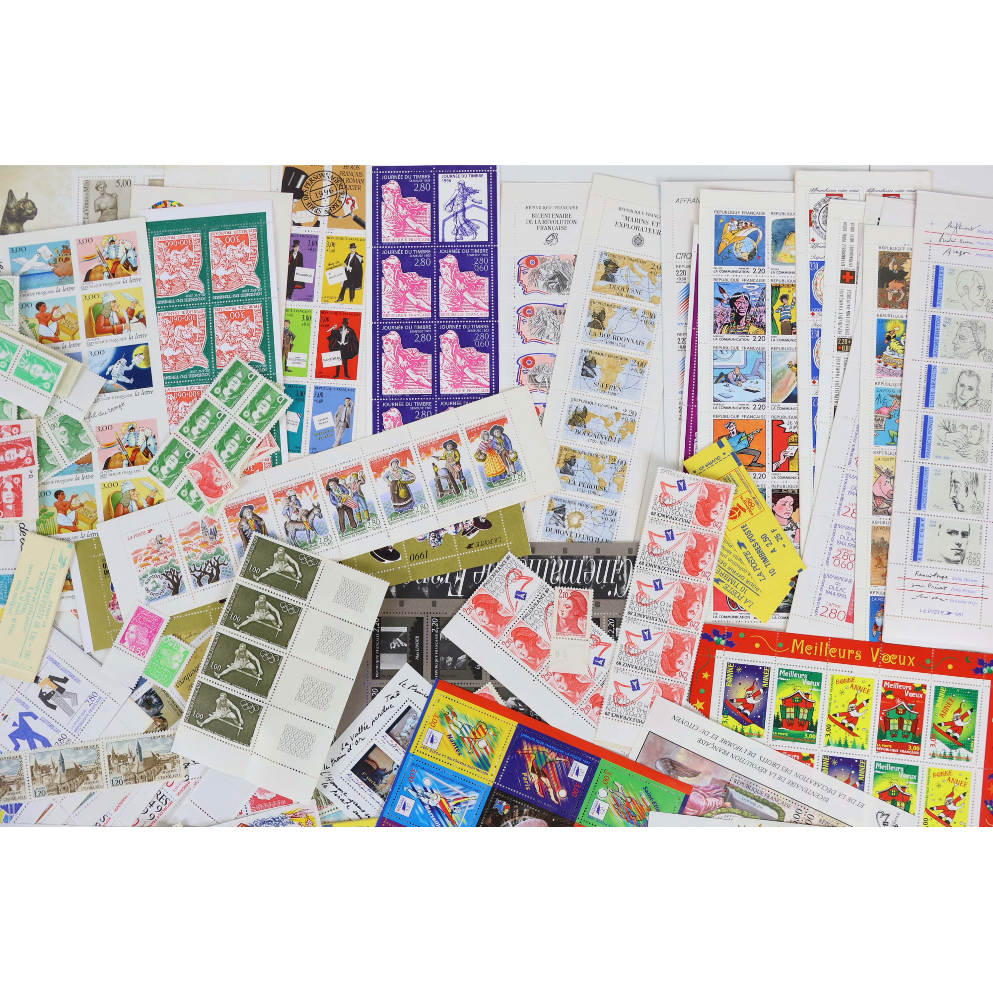 FRANCE LOT DE TIMBRES - BLOCS - CARNETS EN FRANCS TIMBRES NEUFS FACIALE 2055 FFR
