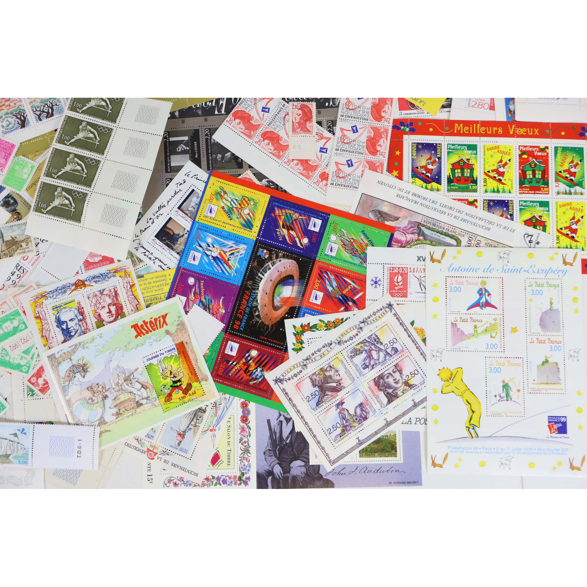 FRANCE LOT DE TIMBRES - BLOCS - CARNETS EN FRANCS TIMBRES NEUFS FACIALE 2055 FFR