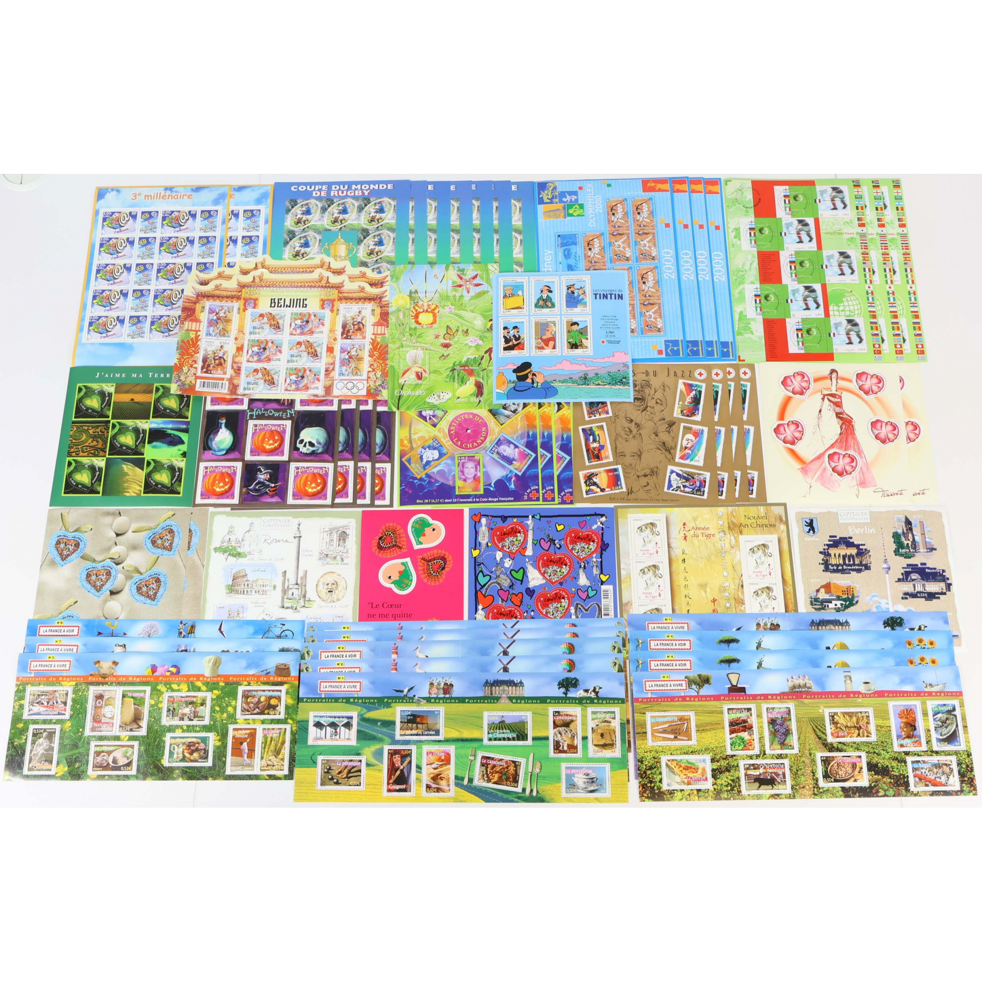 LOT BLOCS-FEUILLETS TIMBRES EUROS AVEC DÉFAUTS POUR AFFRANCHIR FACIALE 203€