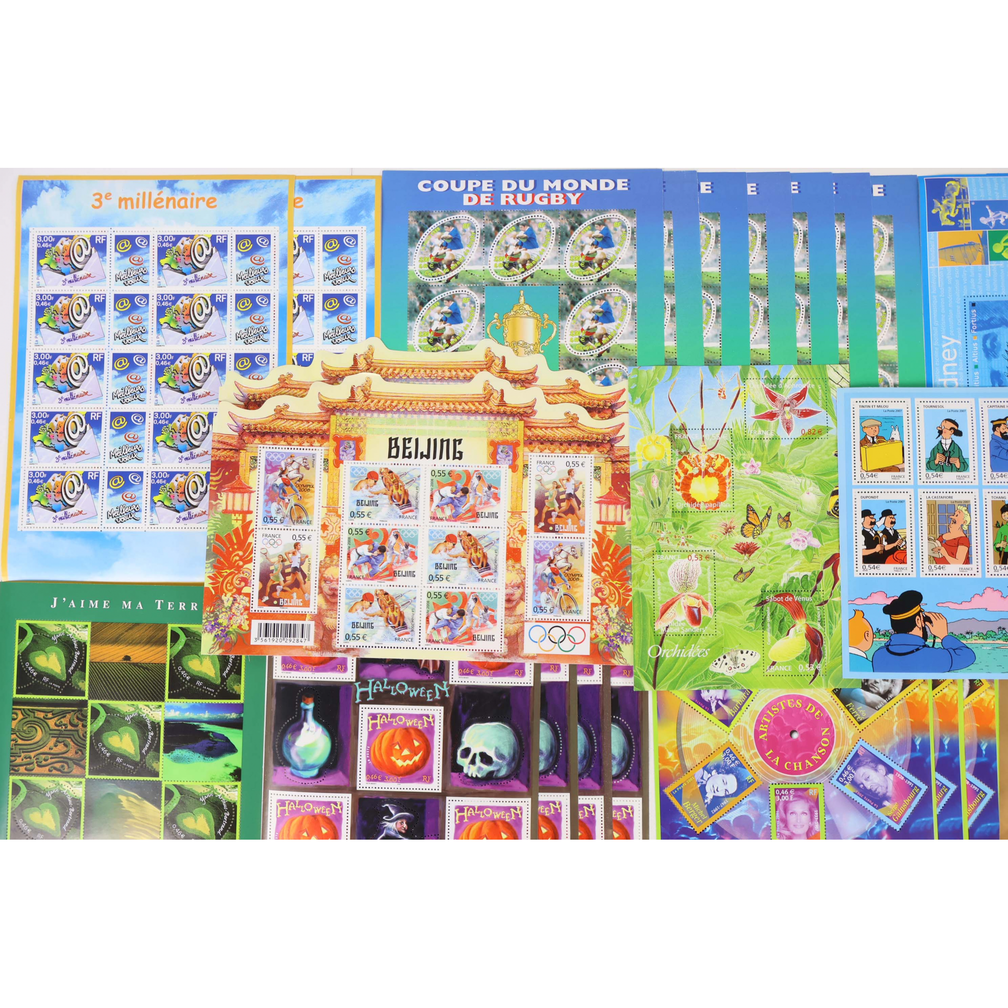 LOT BLOCS-FEUILLETS TIMBRES EUROS AVEC DÉFAUTS POUR AFFRANCHIR FACIALE 203€