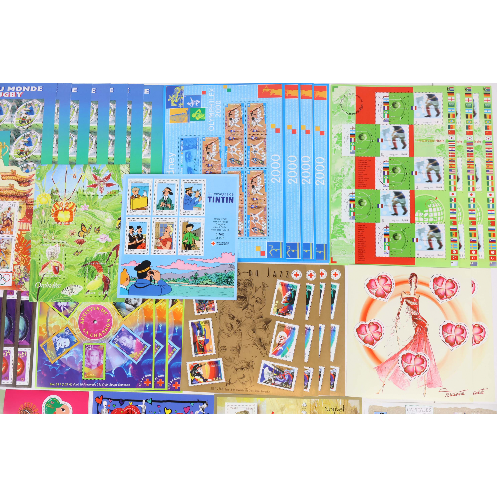 LOT BLOCS-FEUILLETS TIMBRES EUROS AVEC DÉFAUTS POUR AFFRANCHIR FACIALE 203€