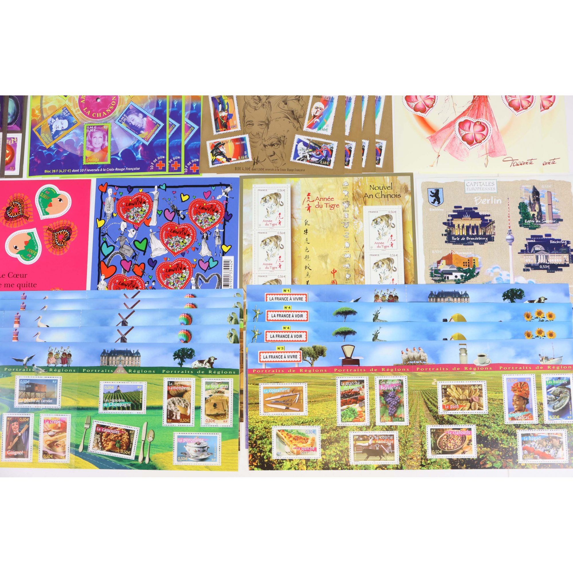LOT BLOCS-FEUILLETS TIMBRES EUROS AVEC DÉFAUTS POUR AFFRANCHIR FACIALE 203€